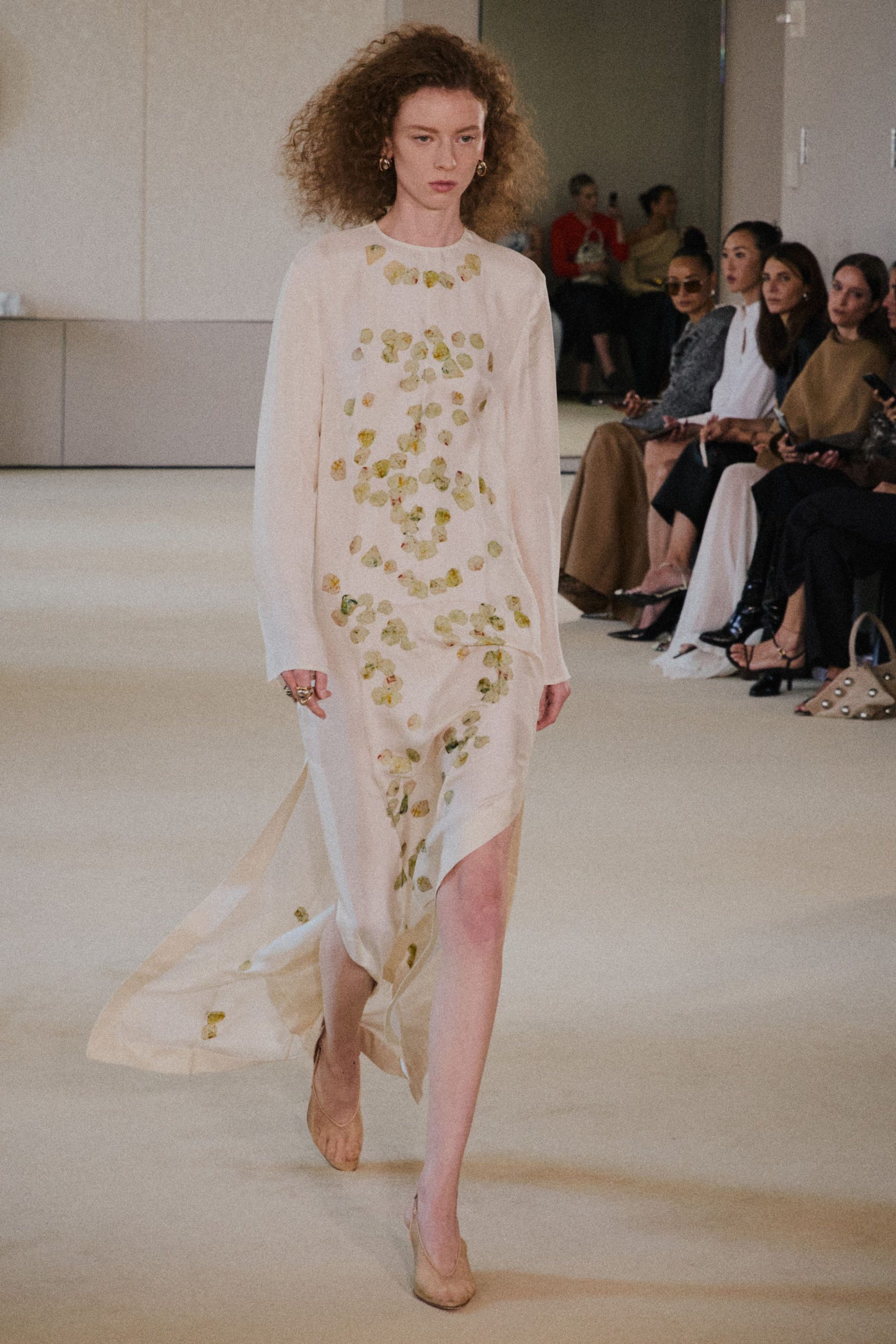 white silk embroidered midi dress