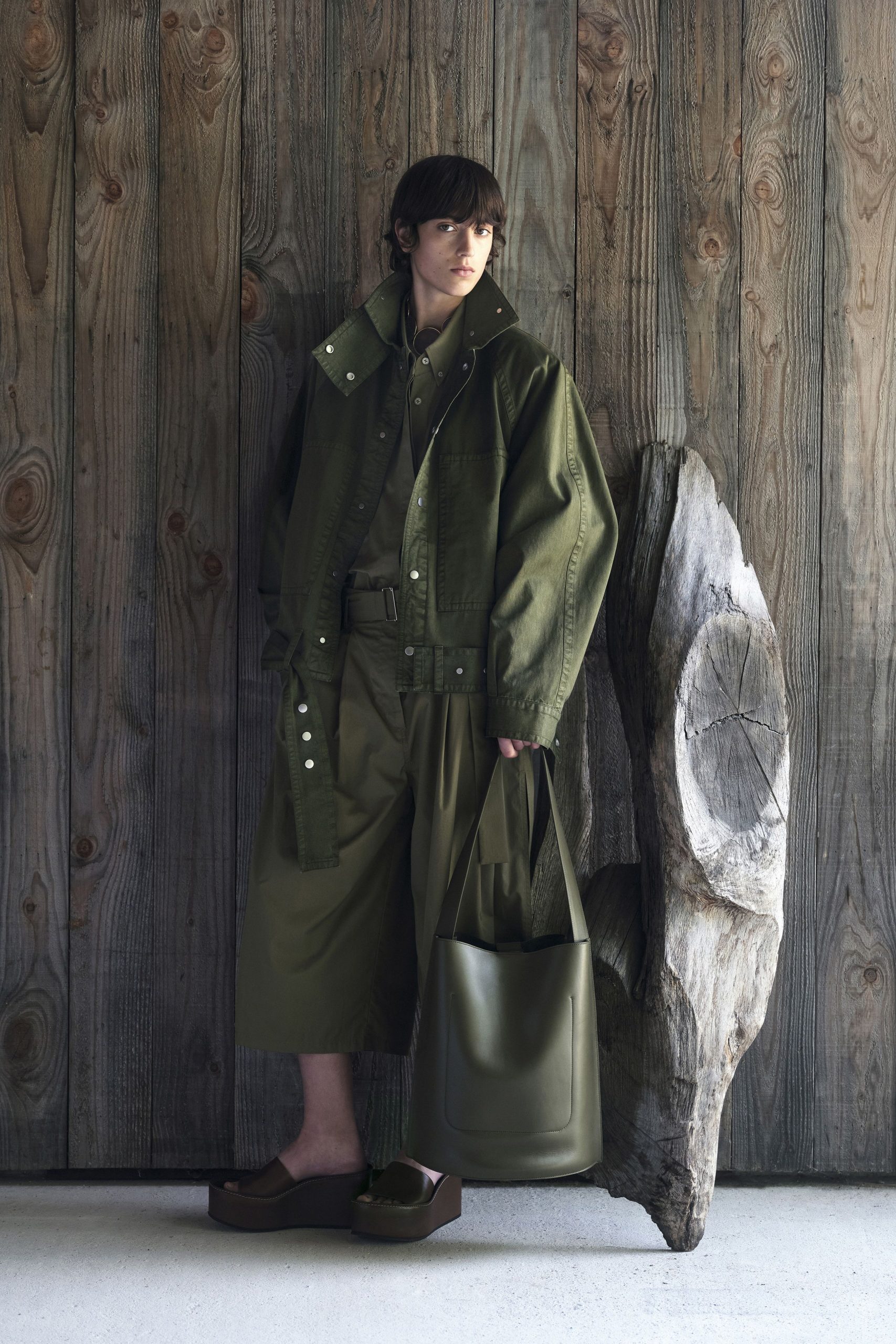 green cotton relaxed culottes