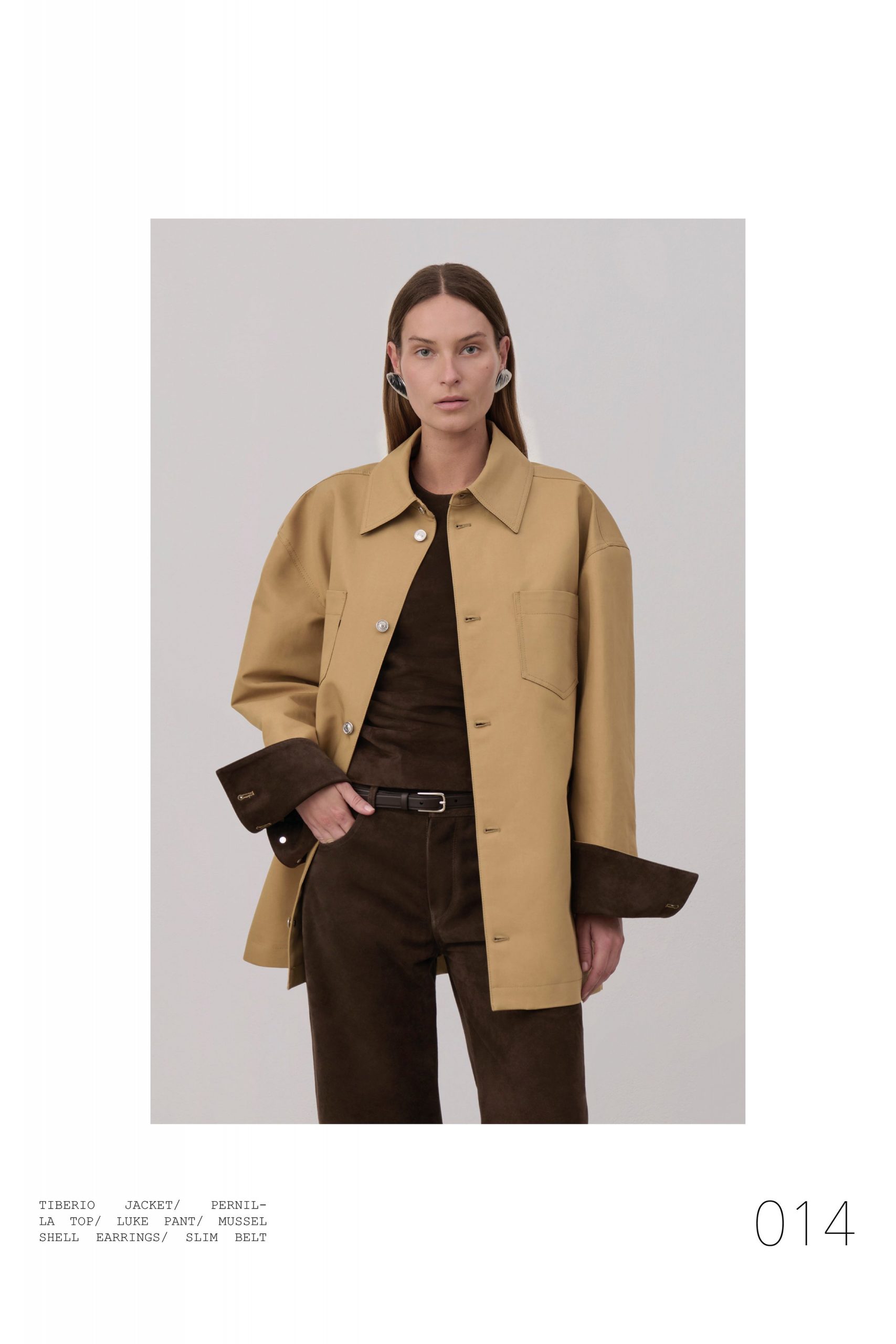 beige cotton long-sleeve collared oversized buttoned jacket