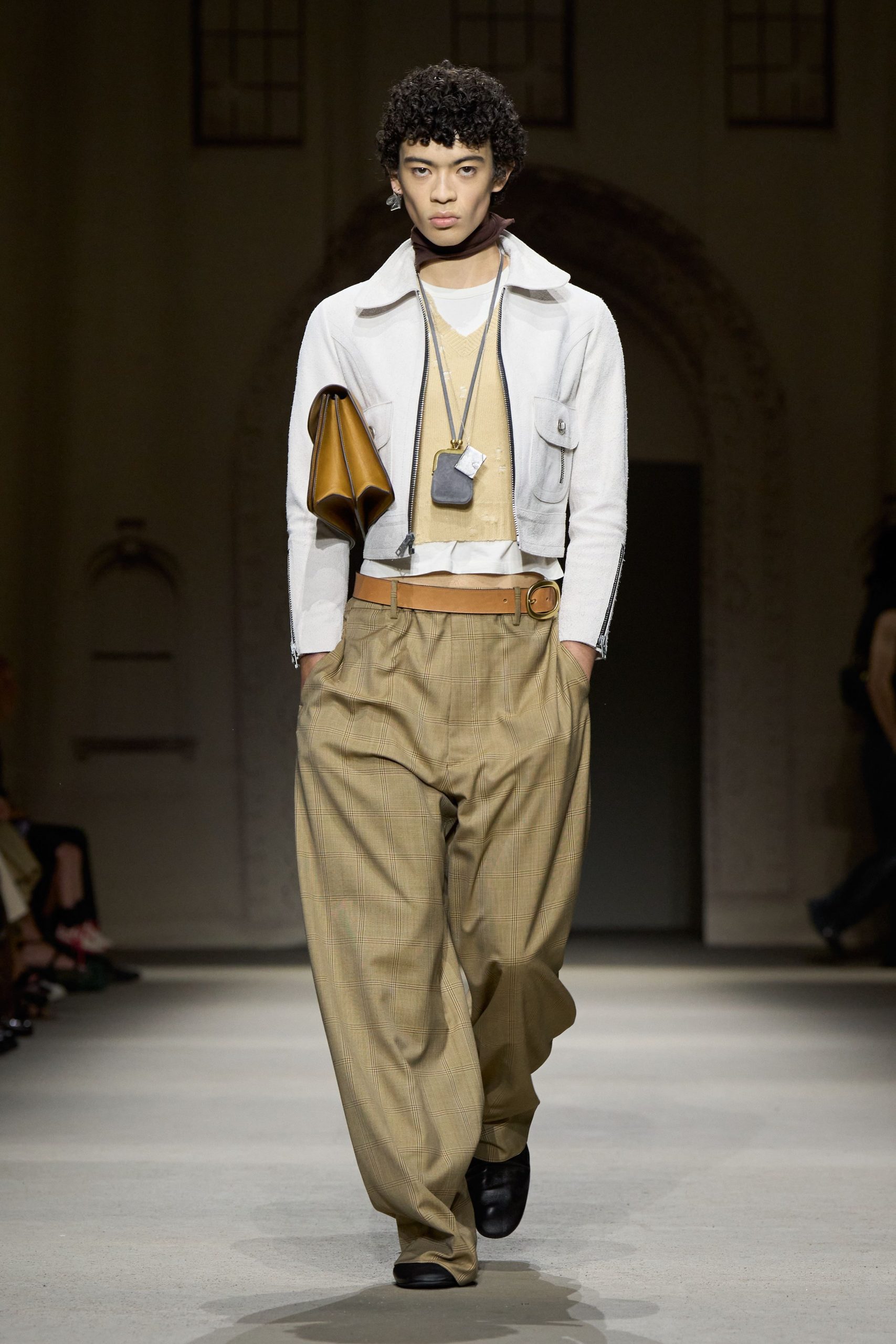 tan cotton relaxed pleated pants