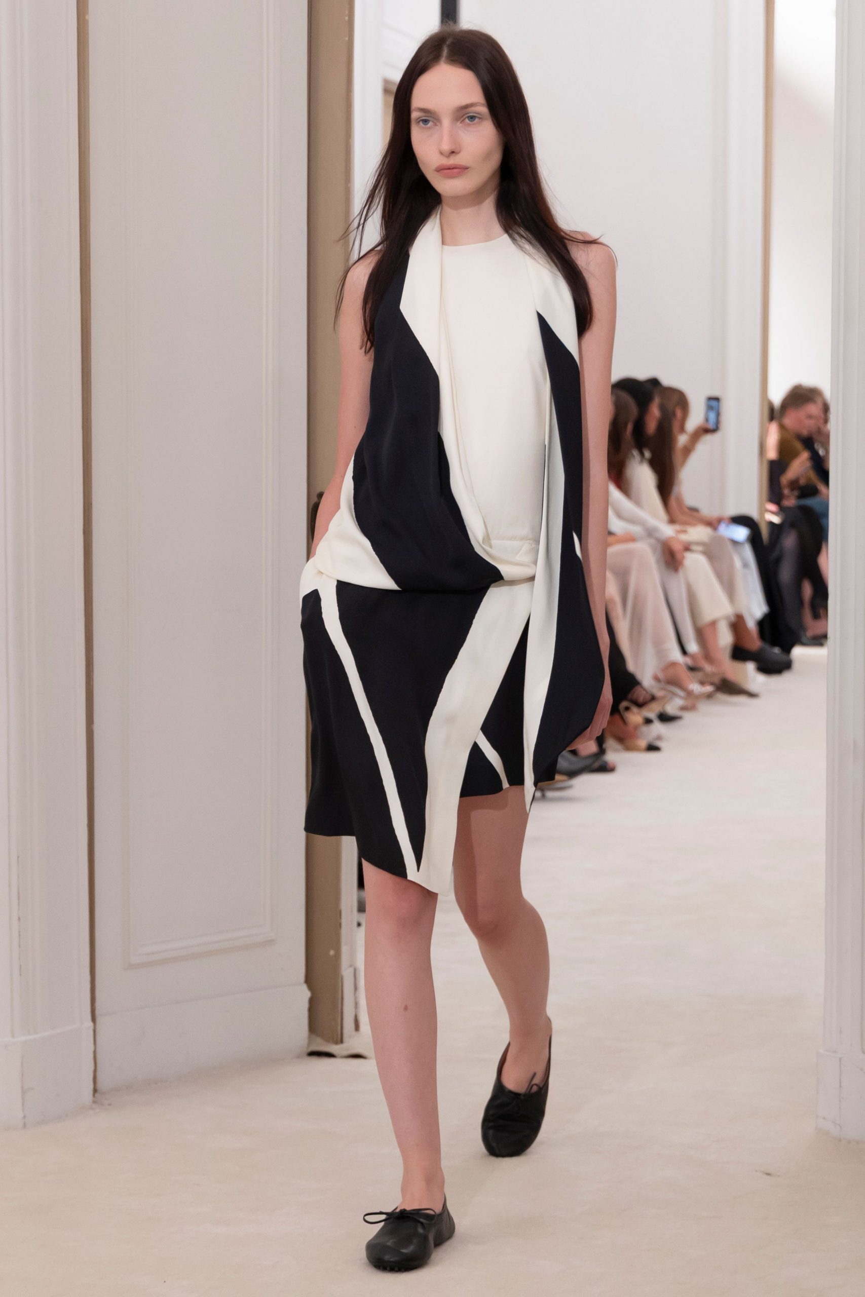 black and white color-blocked dress