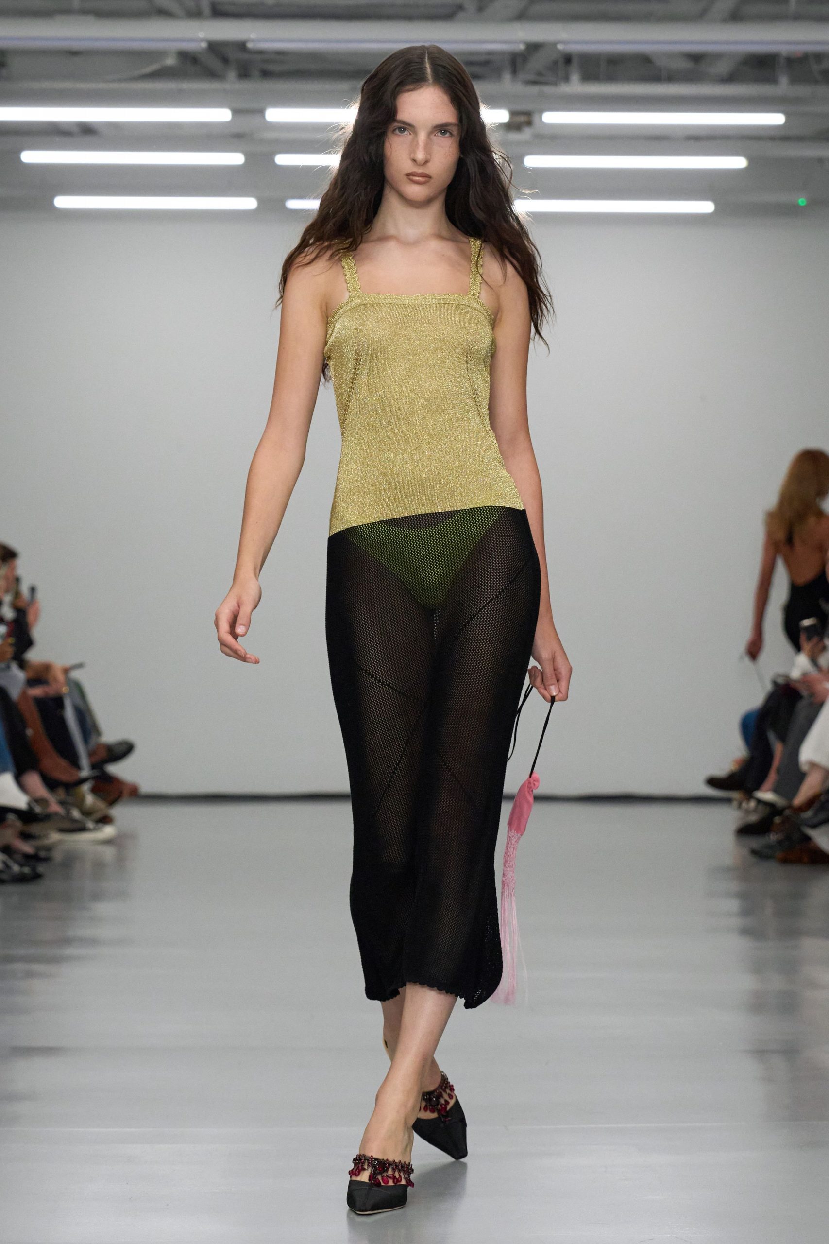 black mesh fitted straight-leg sheer midi skirt