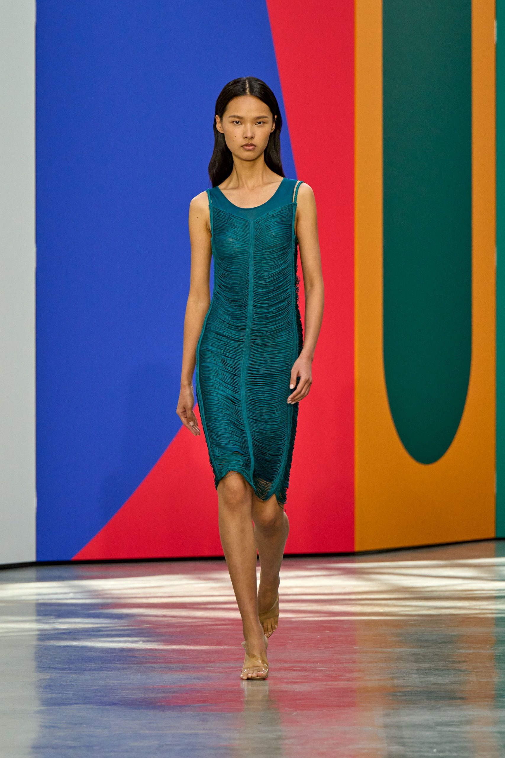 teal silk sleeveless dress