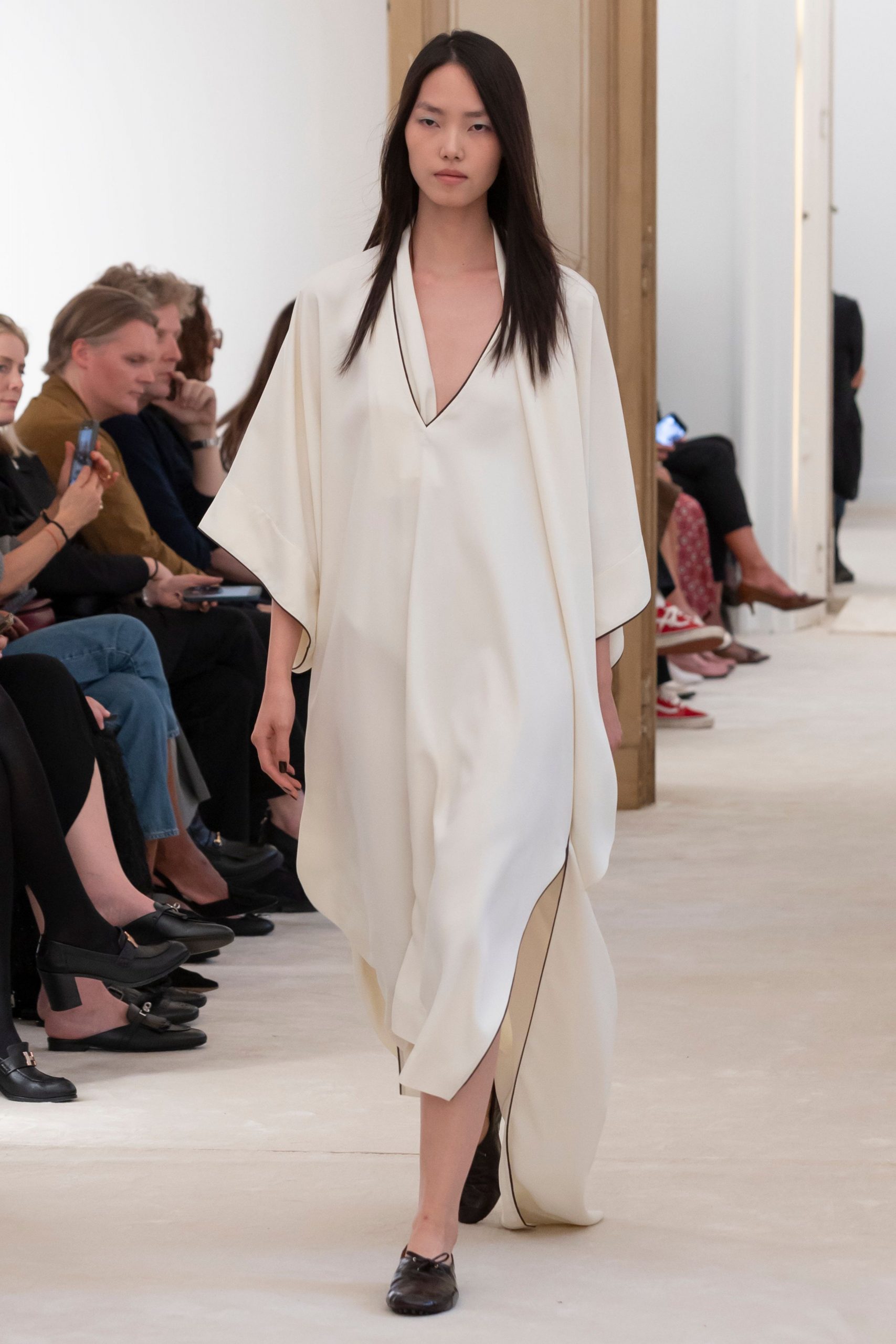 white silk relaxed maxi dress