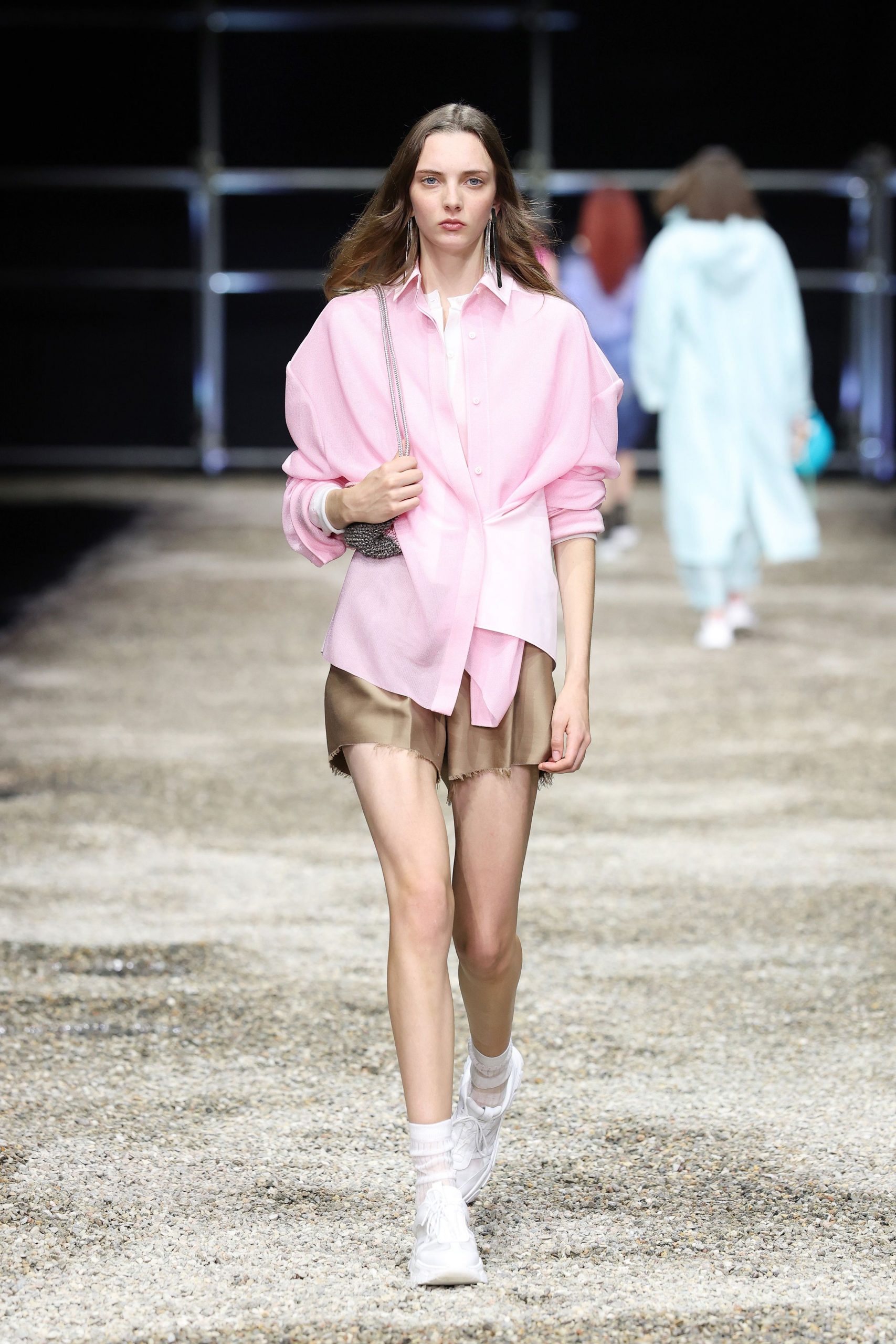 pink cotton long-sleeve collared oversized shirt