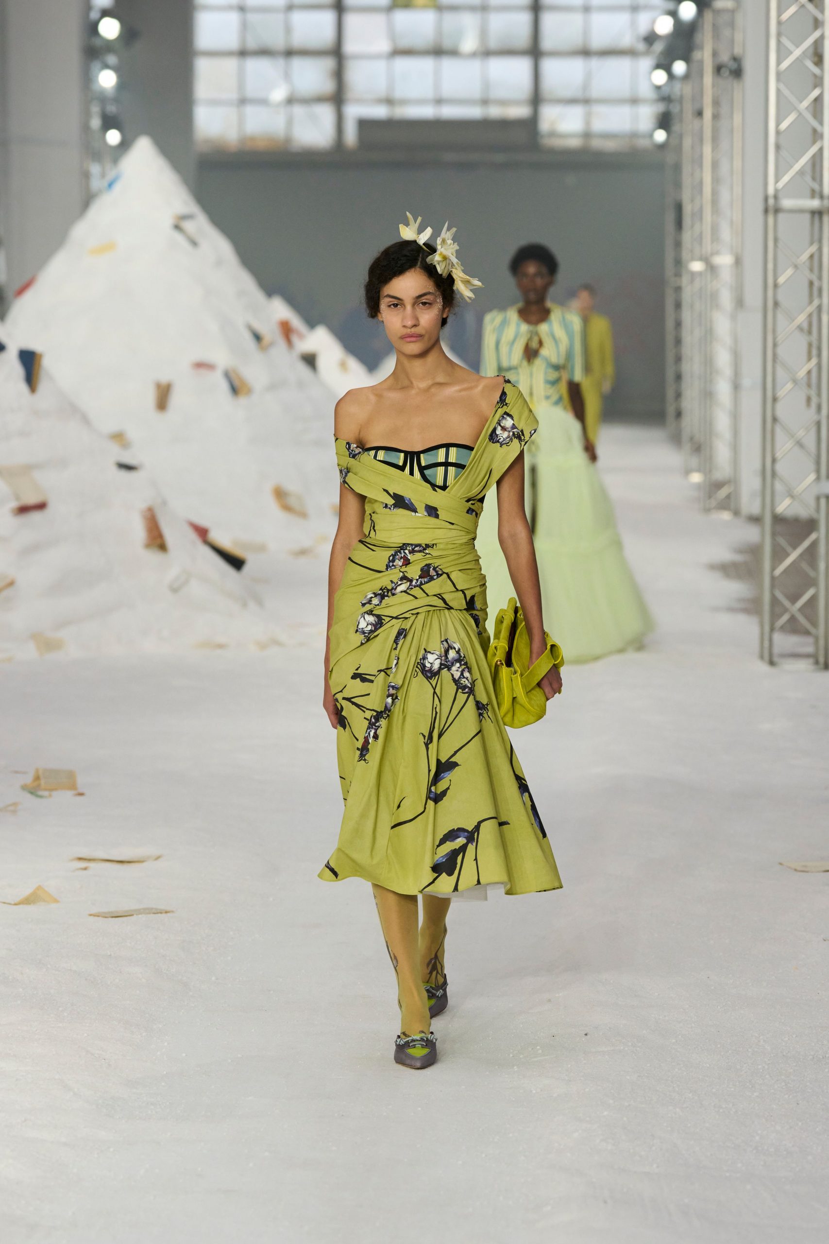 green floral midi dress