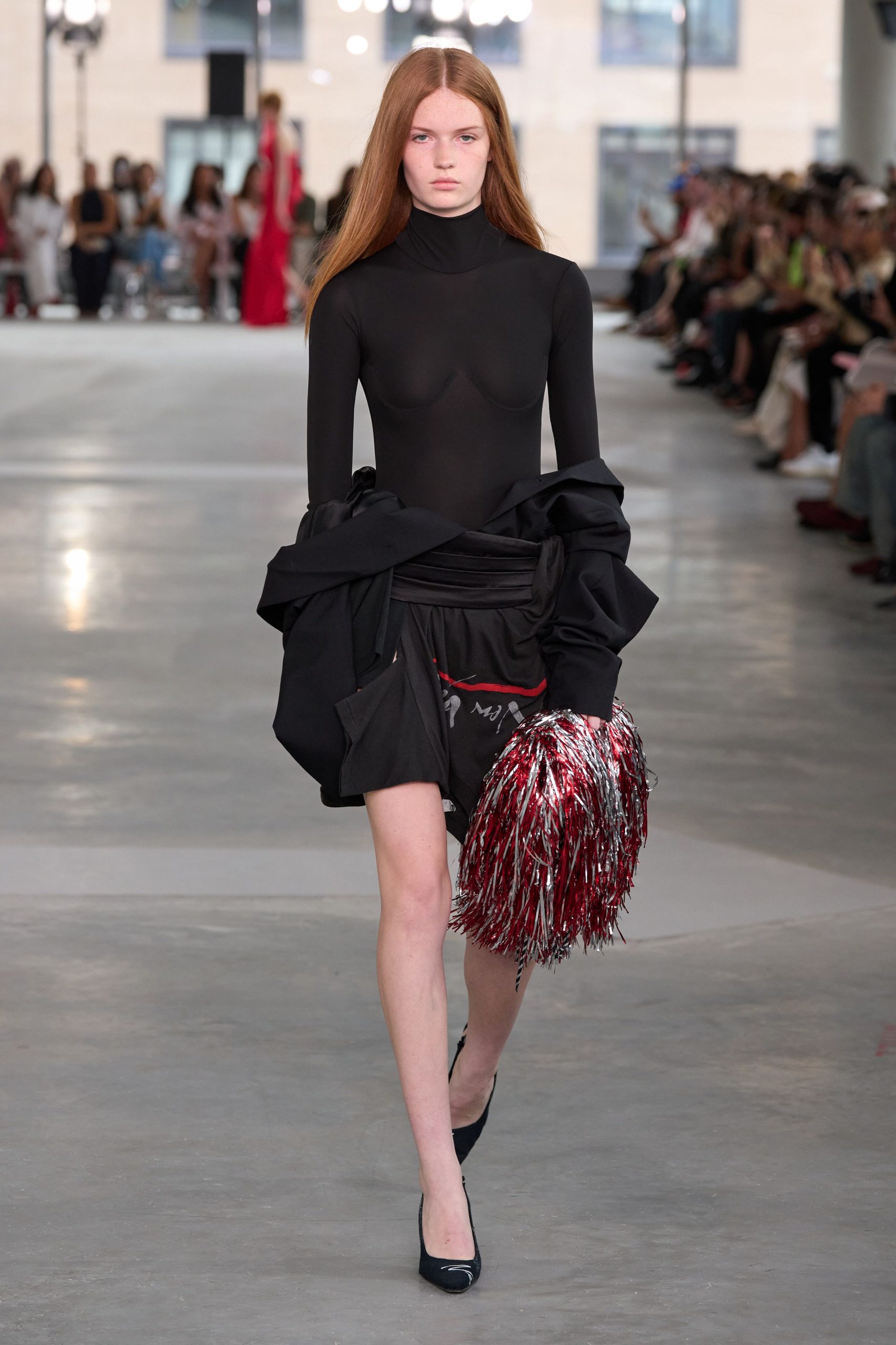 red metallic fringed bag