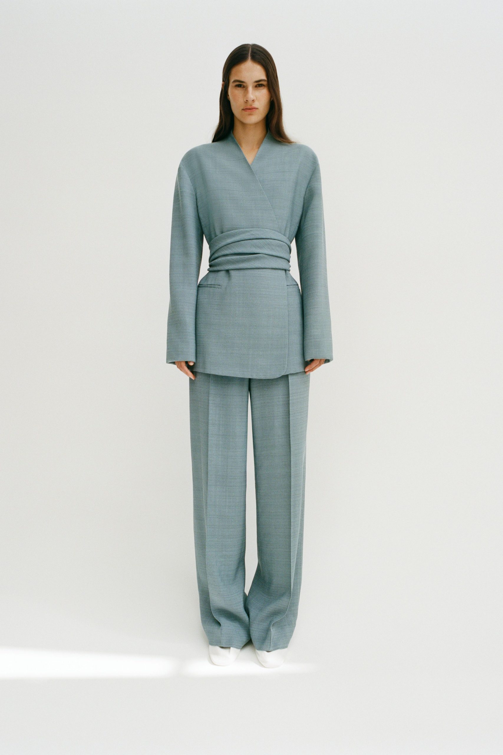 blue relaxed blazer and pants