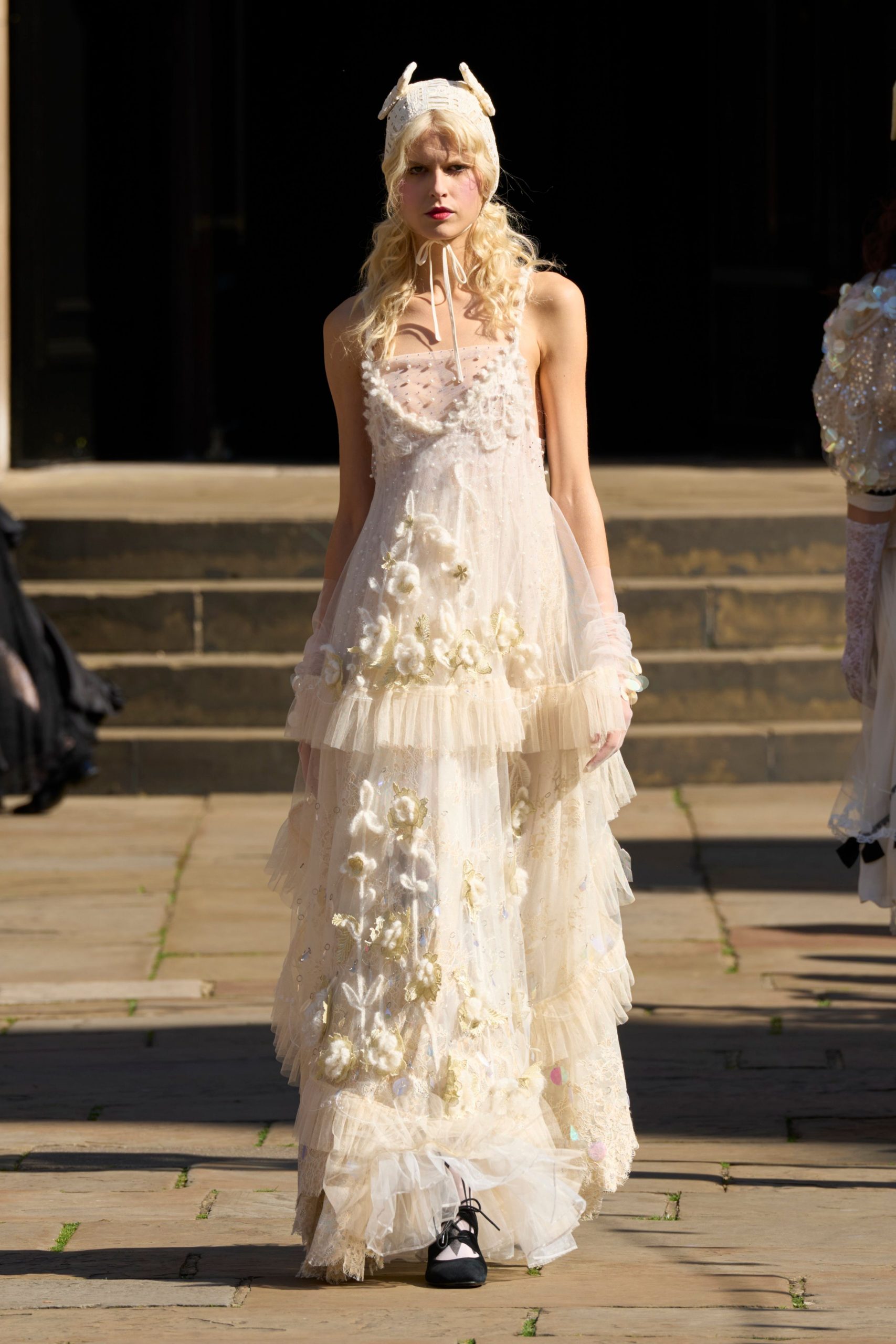 white embroidered maxi gown