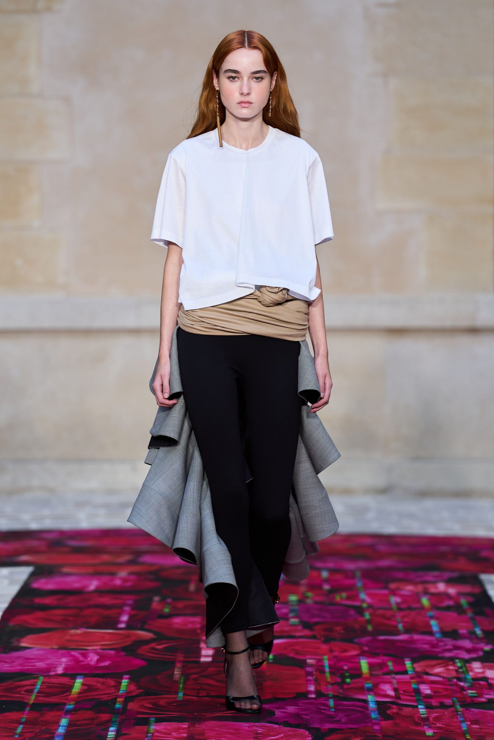 black cotton fitted high-waisted straight-leg pants
