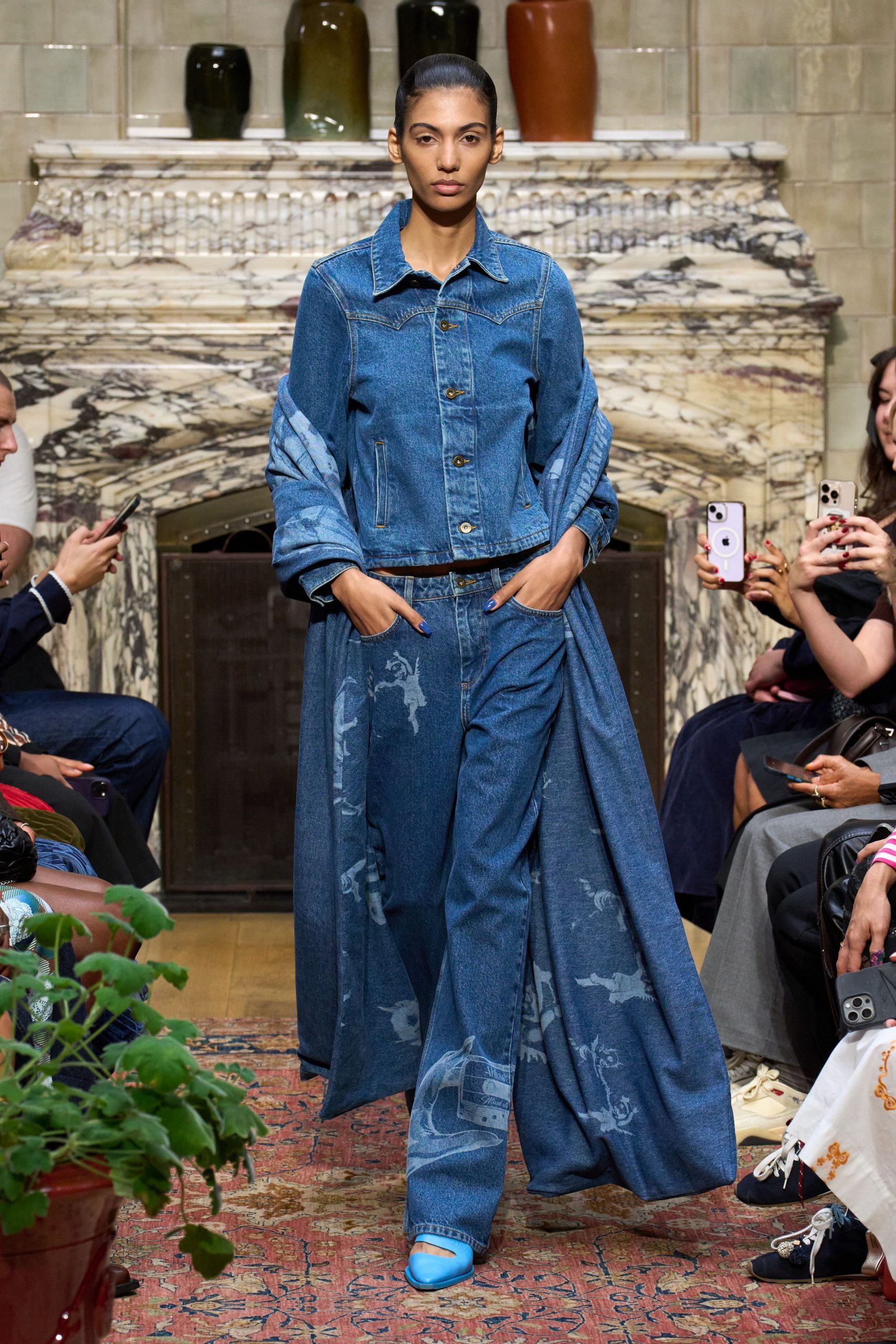 blue denim jacket and pants