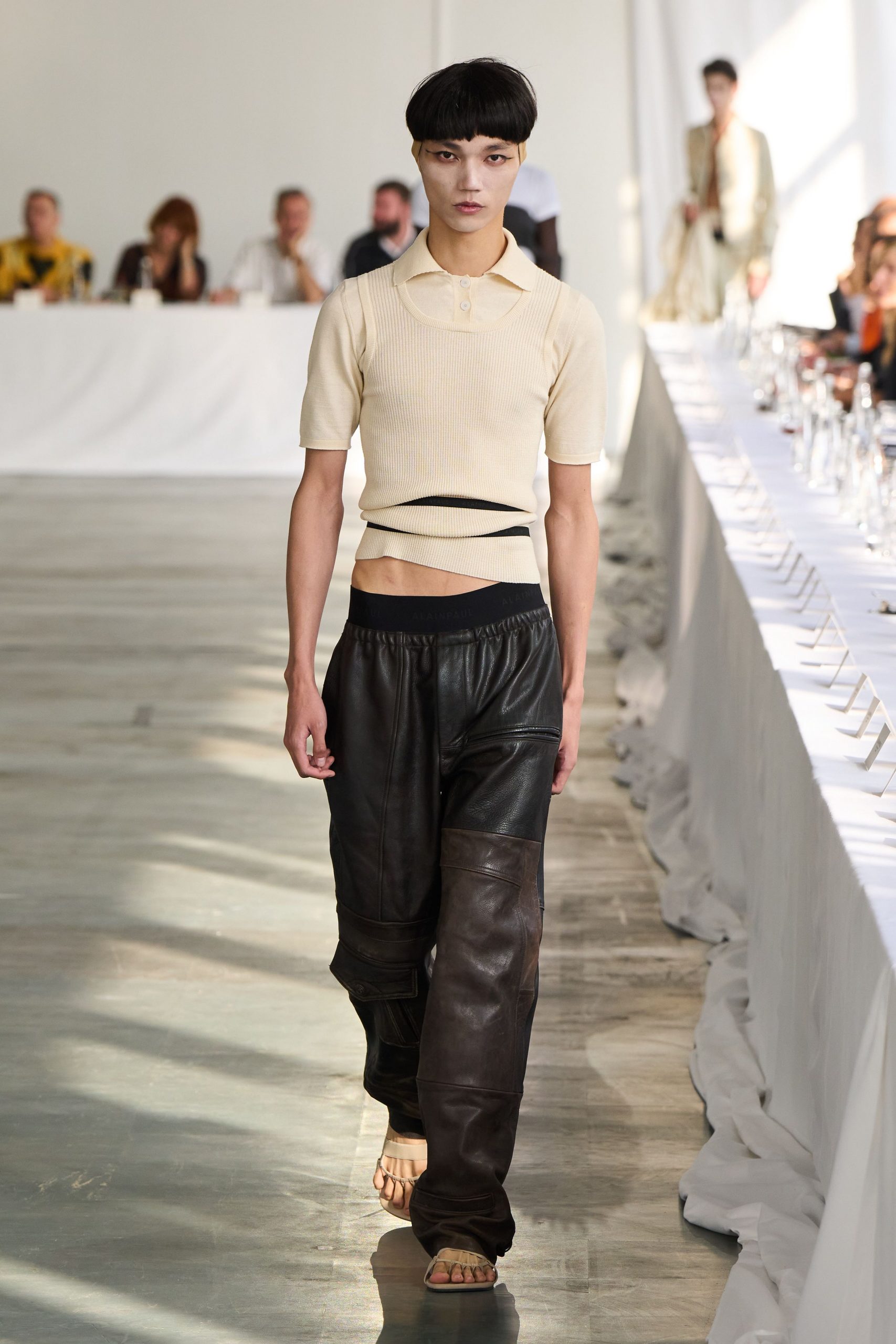 black leather relaxed cargo pants