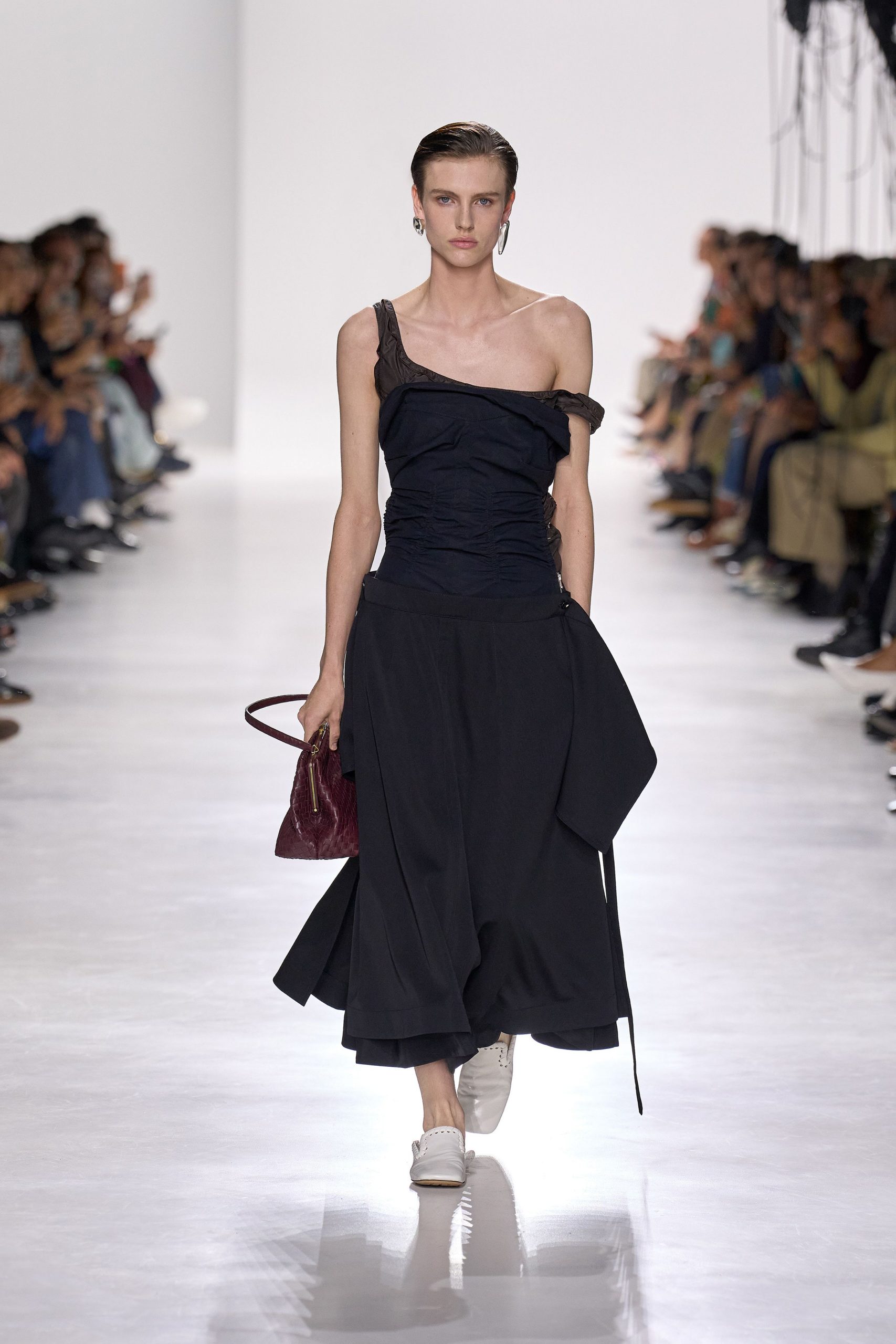 black off-shoulder midi dress