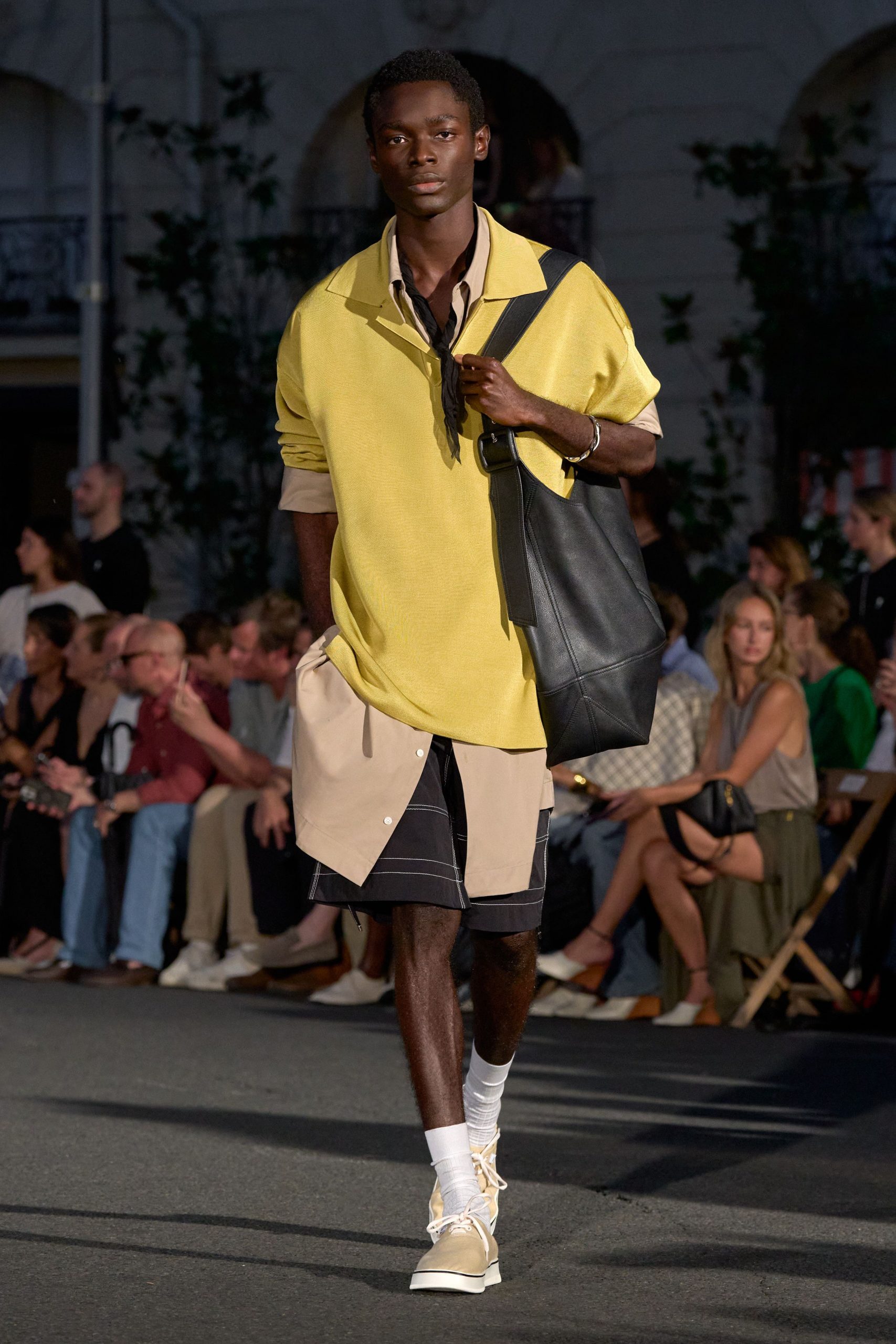 yellow short-sleeve collared relaxed shirt