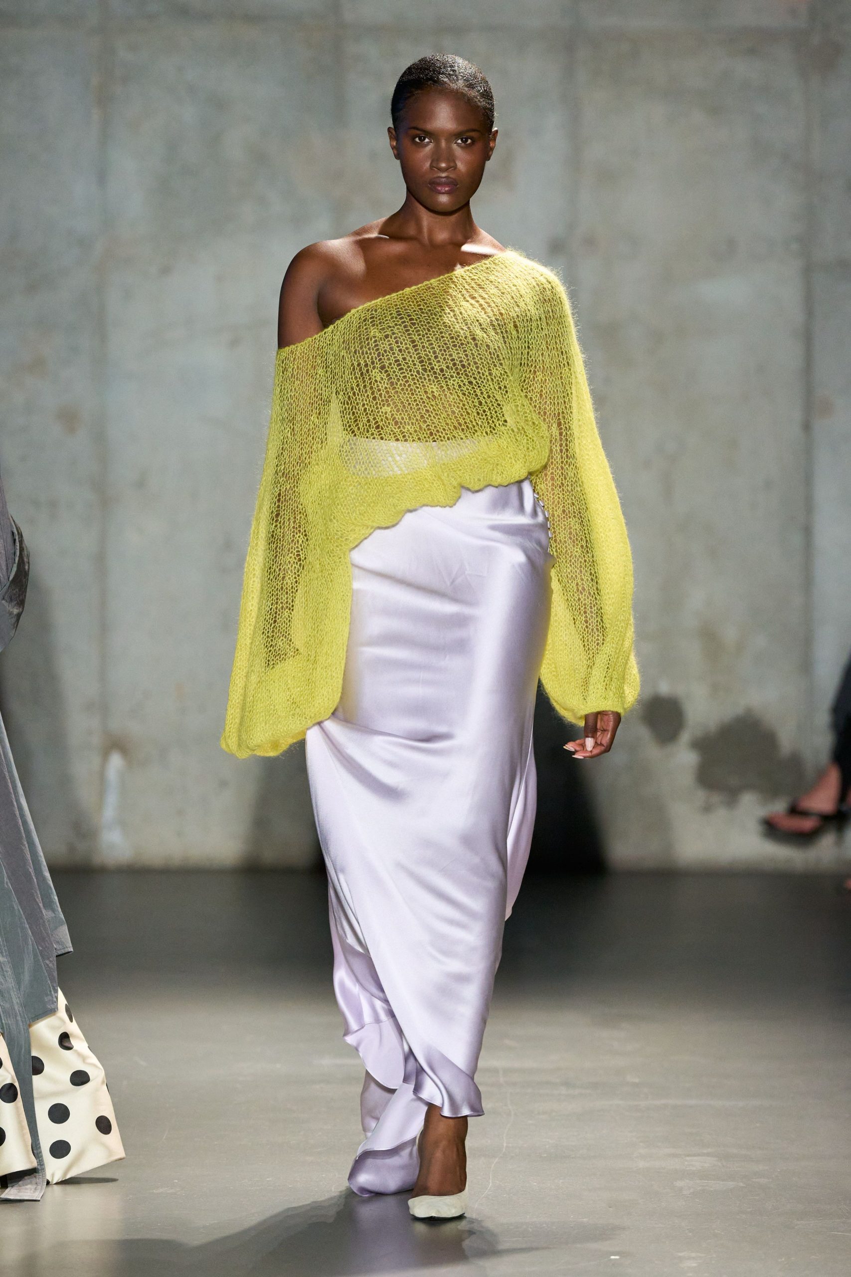 lavender satin wrap fitted high-waisted skirt
