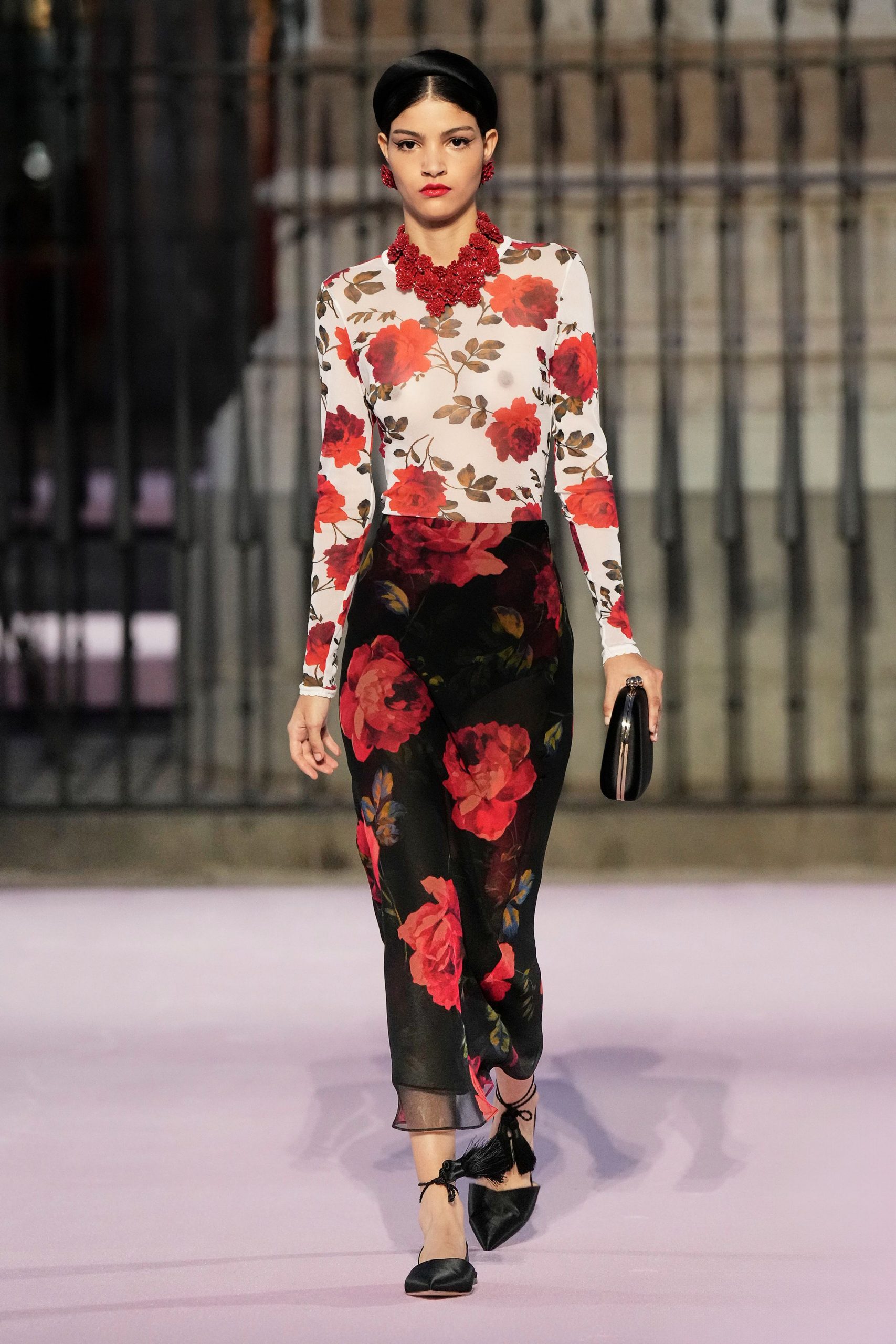 floral top and midi skirt