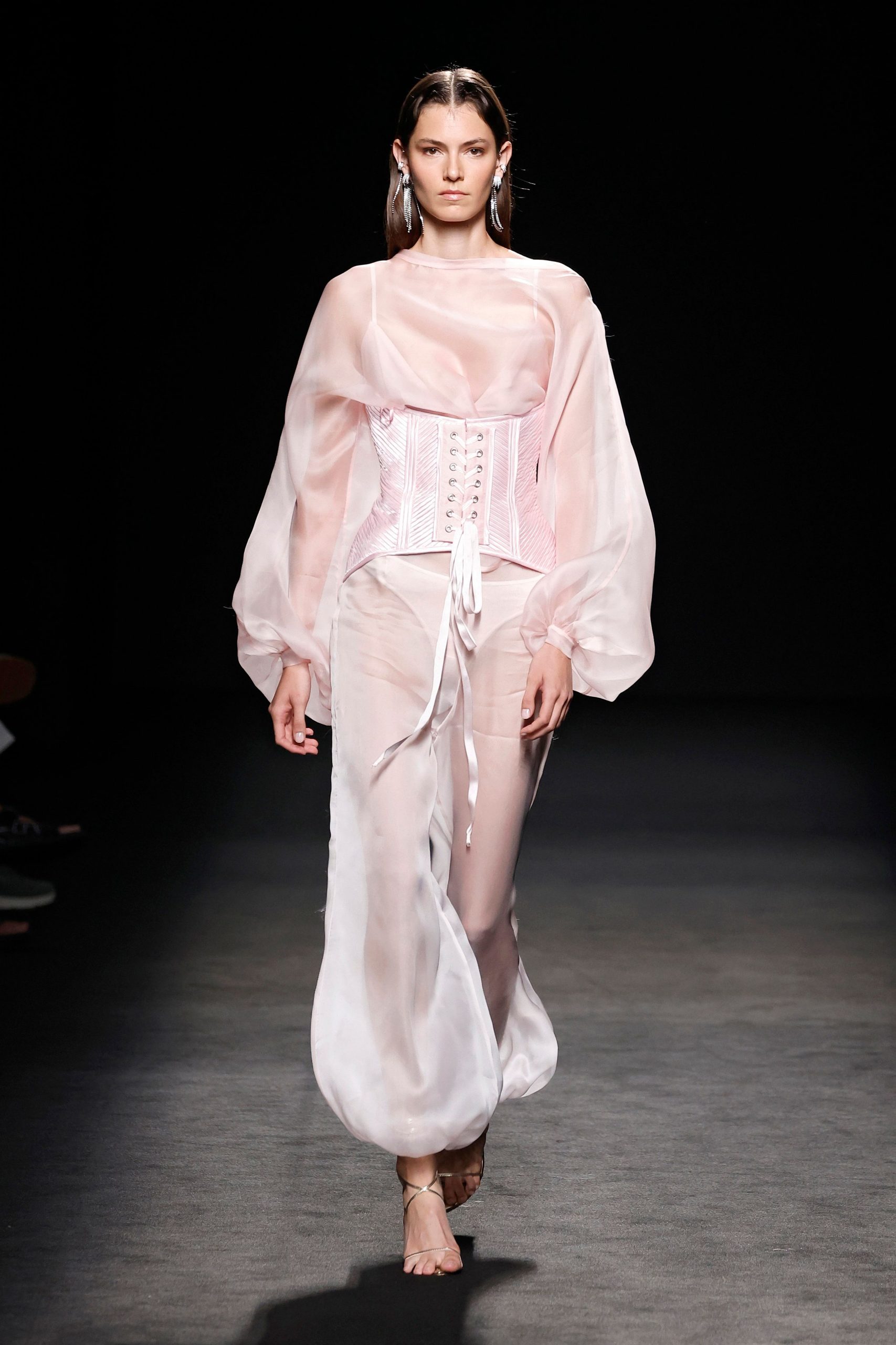 white chiffon relaxed sheer flowing pants