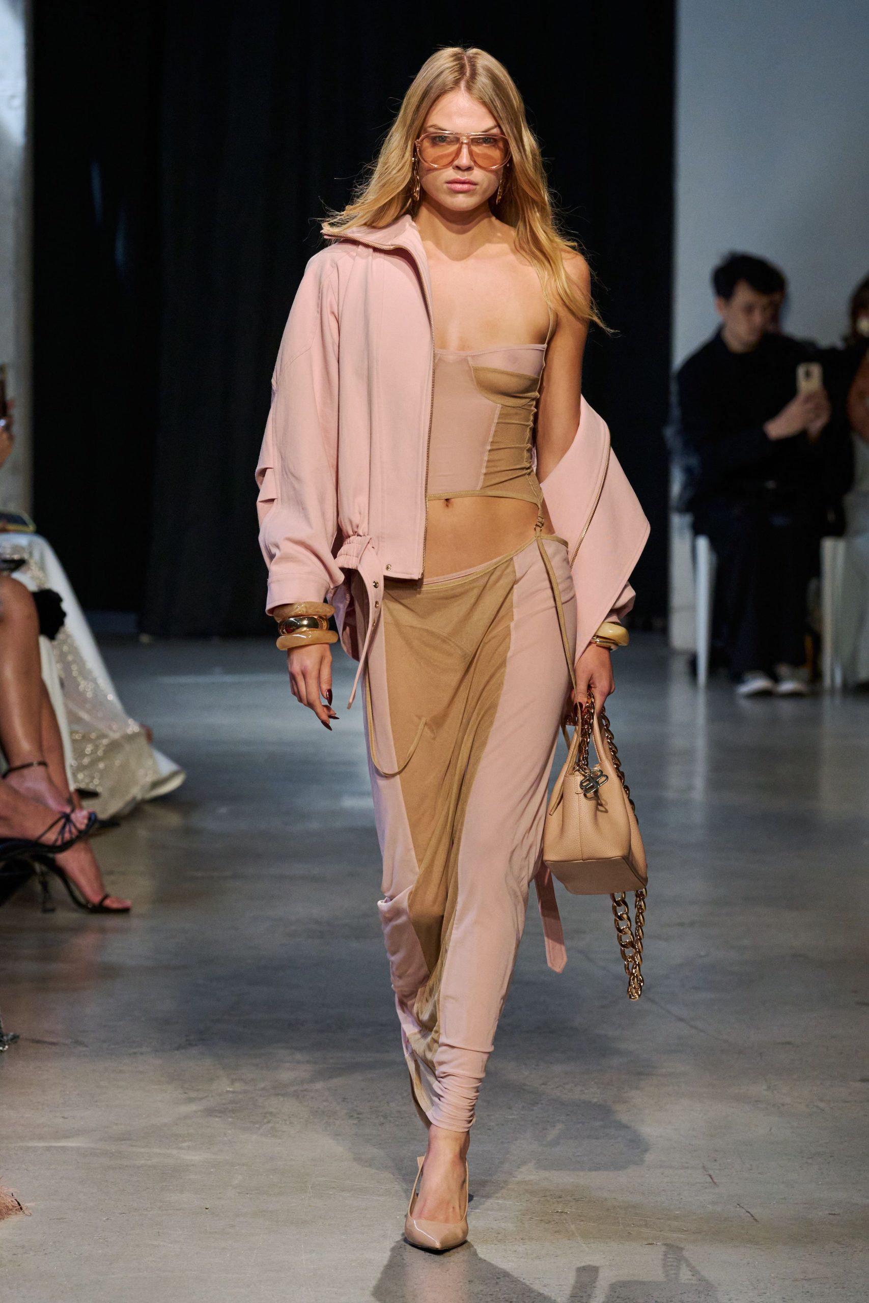 beige leather embellished bag