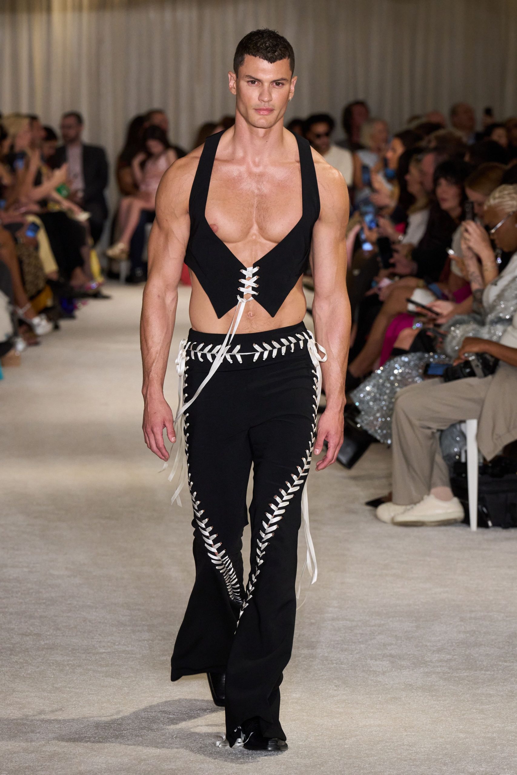 black fitted top and pants