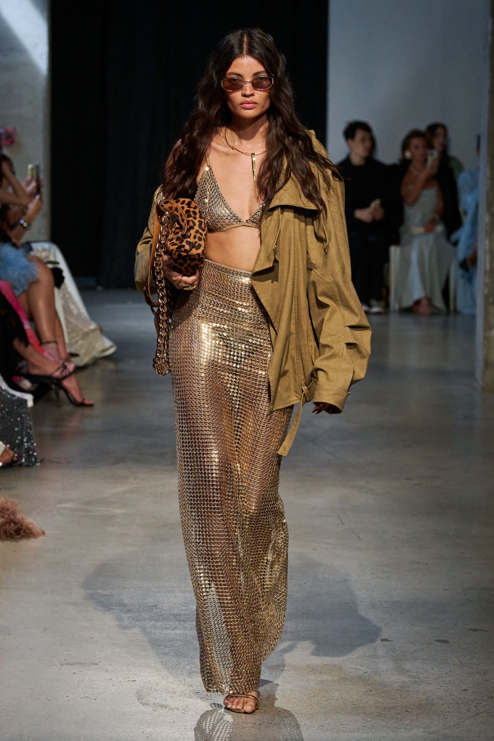 gold metallic fitted pencil shiny skirt