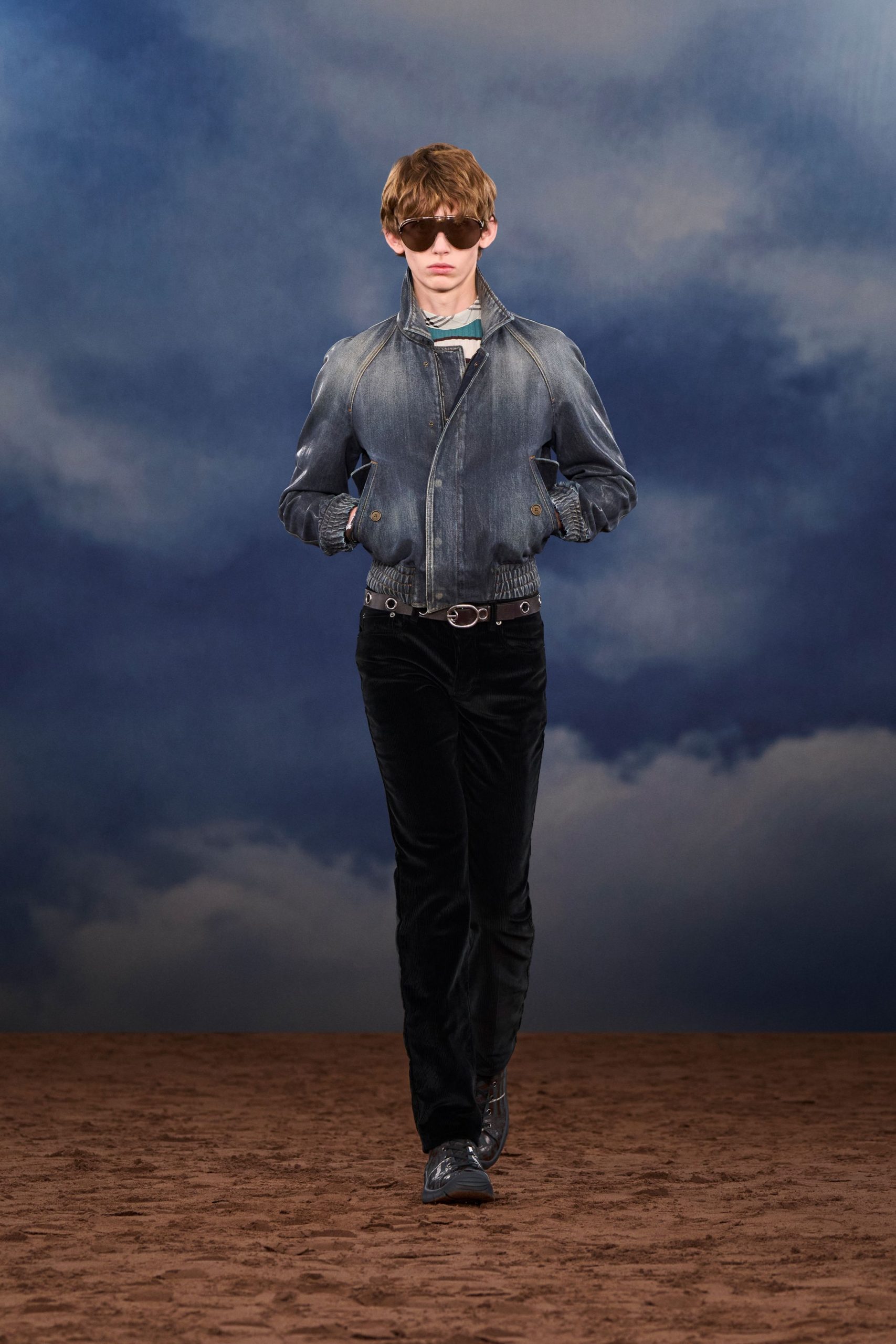 blue denim jacket black velvet pants
