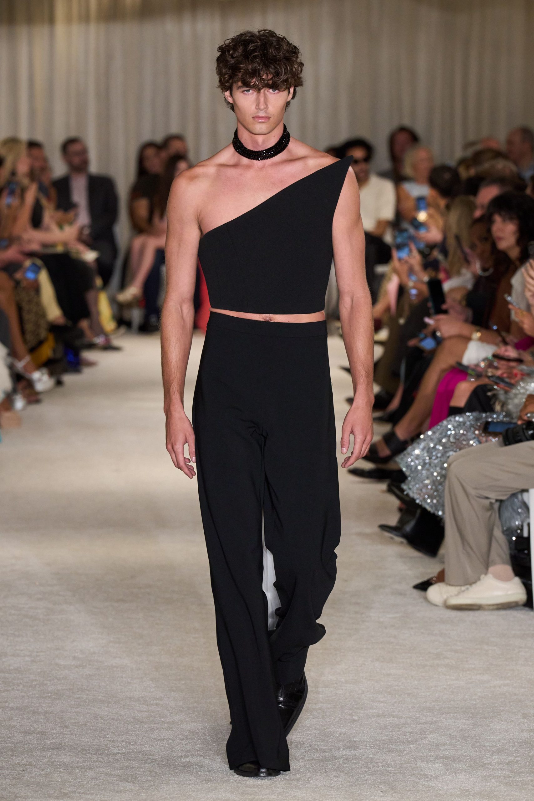 black fitted top and pants