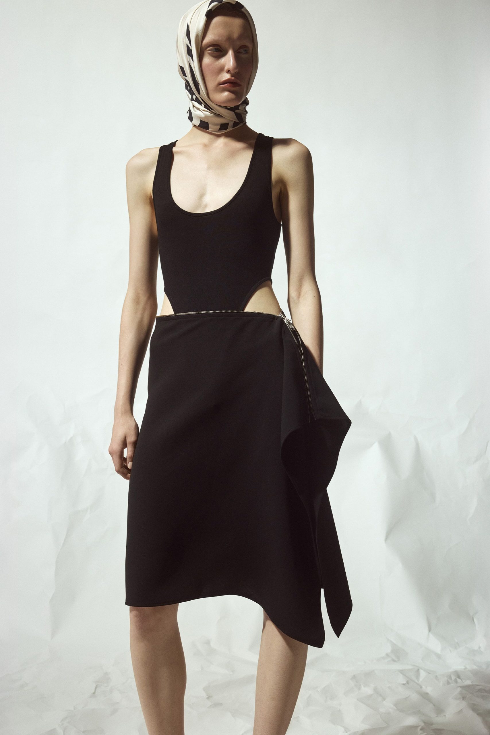 black fitted midi dress with cutout
