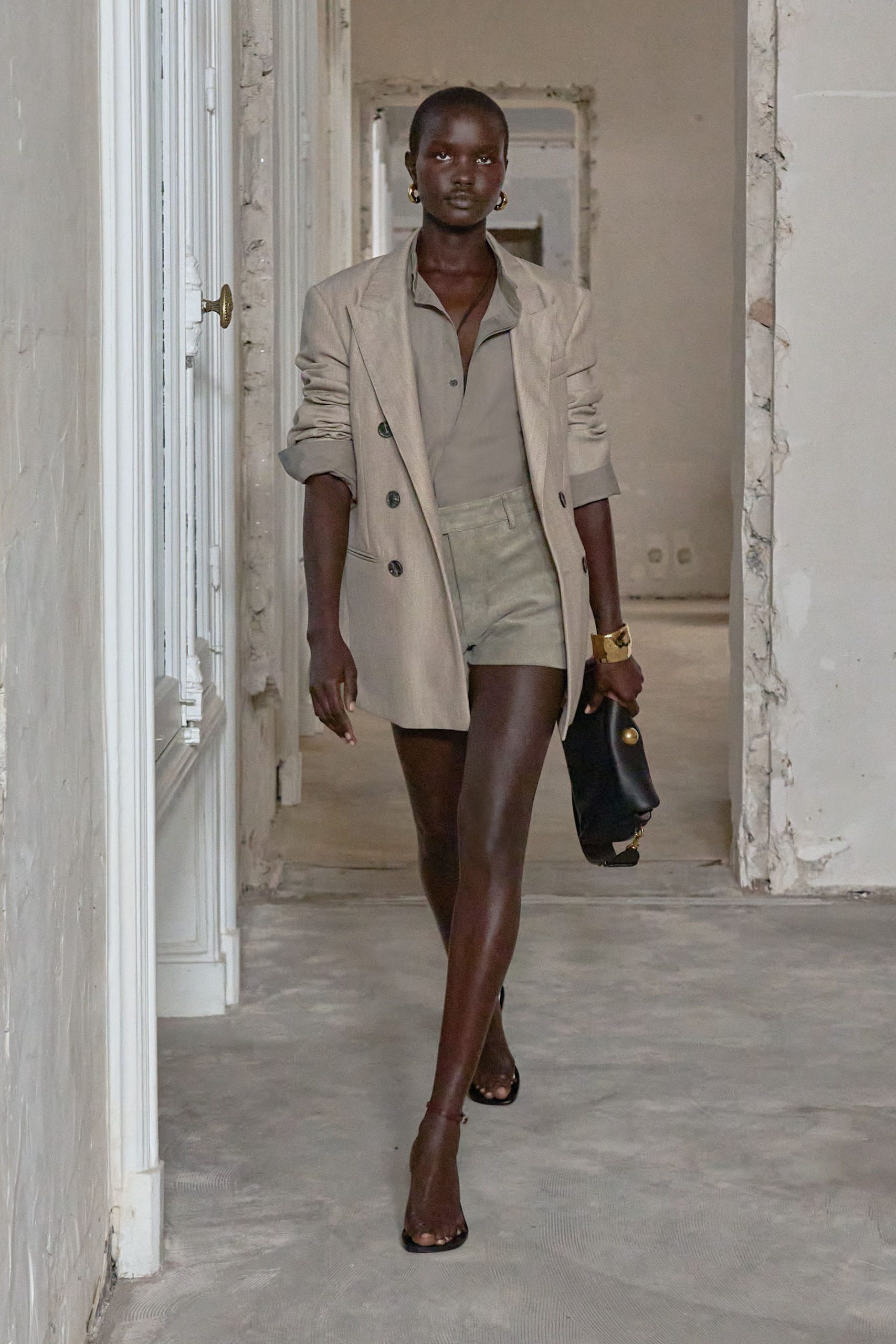 beige linen long-sleeve collared tailored blazer