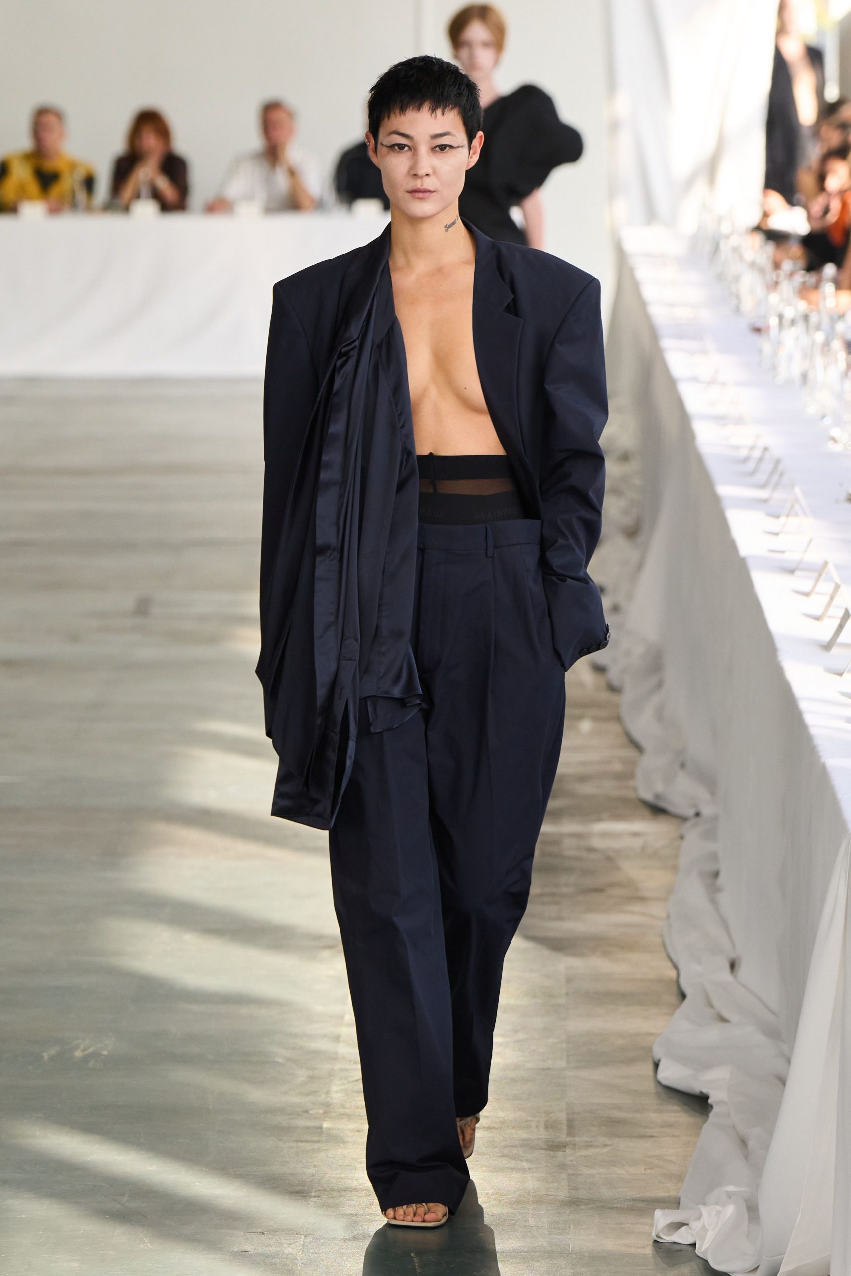 black silk blazer and pants