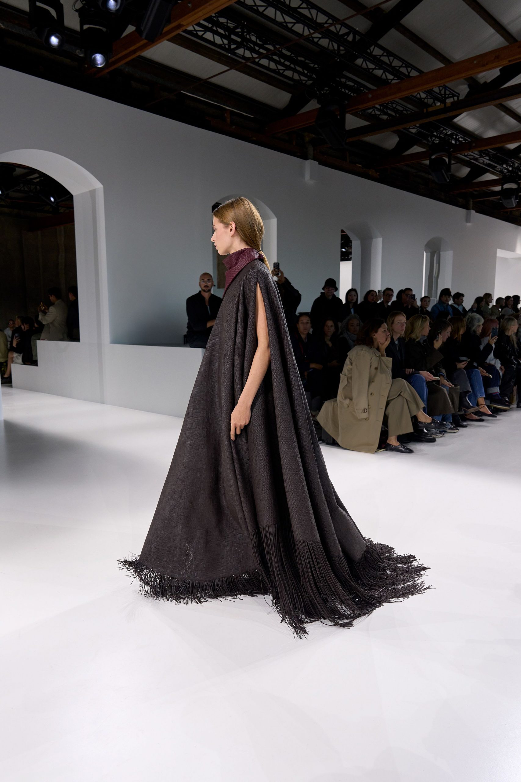 black and purple wool cape