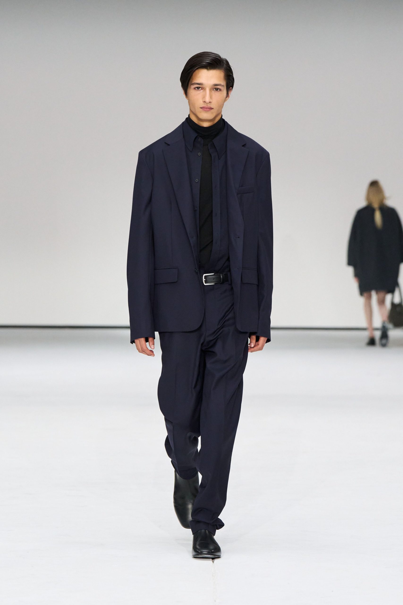 black tailored suit with shirt