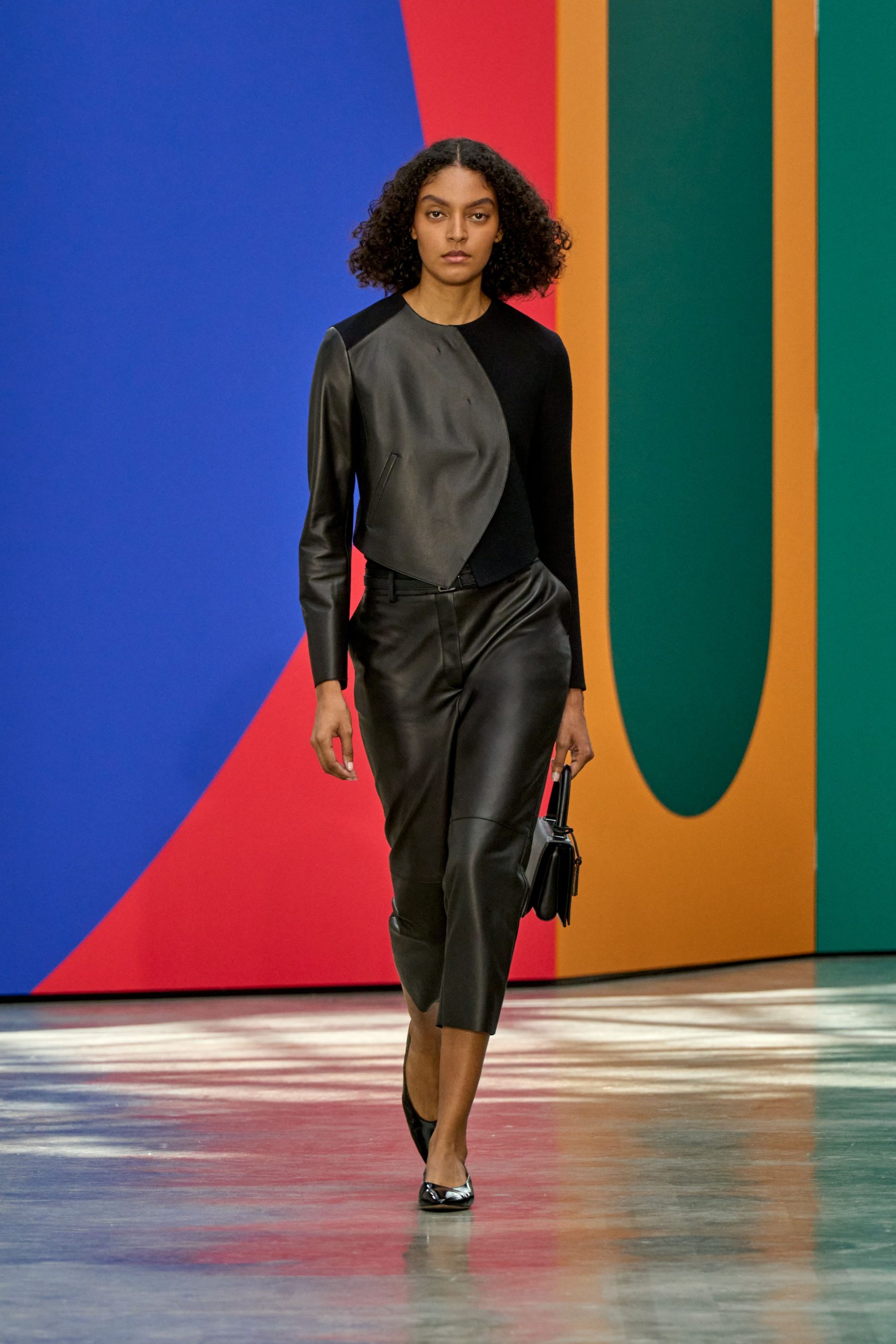black leather jacket and pants