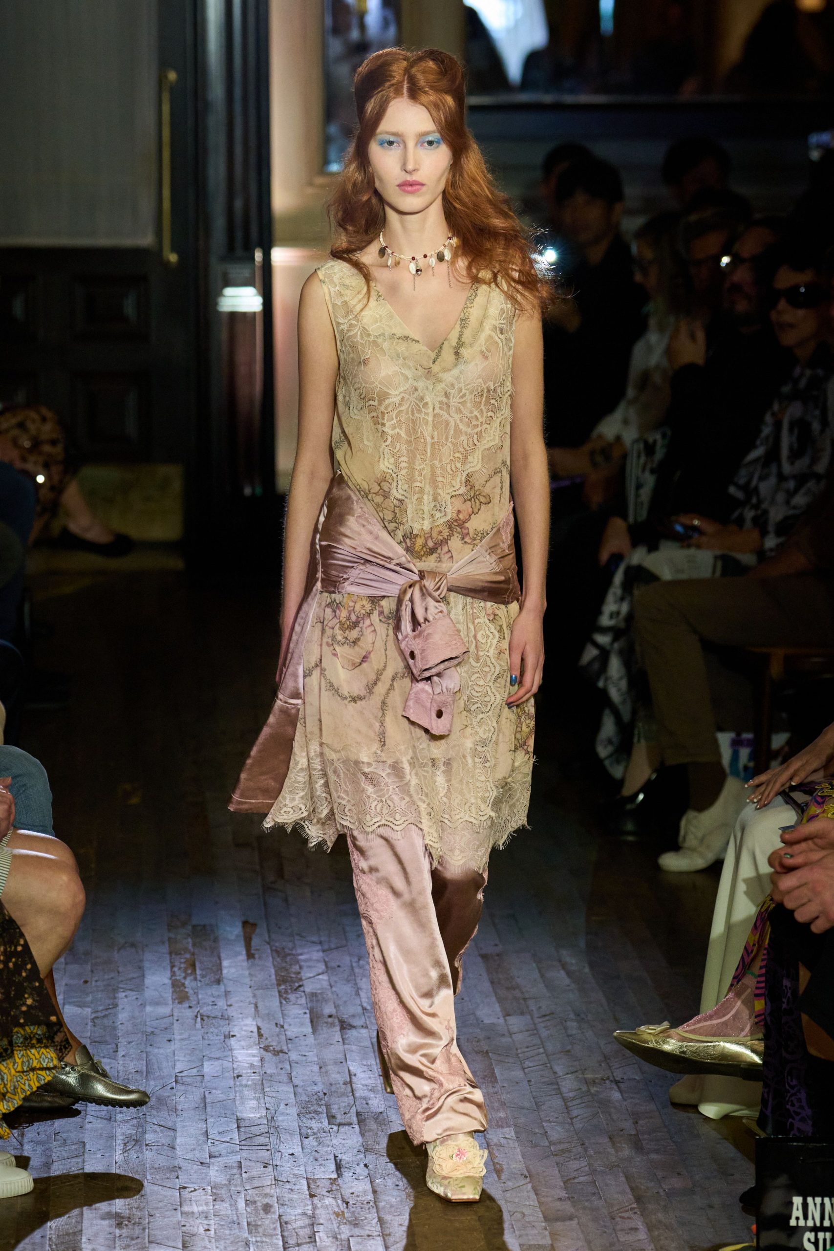 pink silk sleeveless v-neck fitted embroidered layered dress