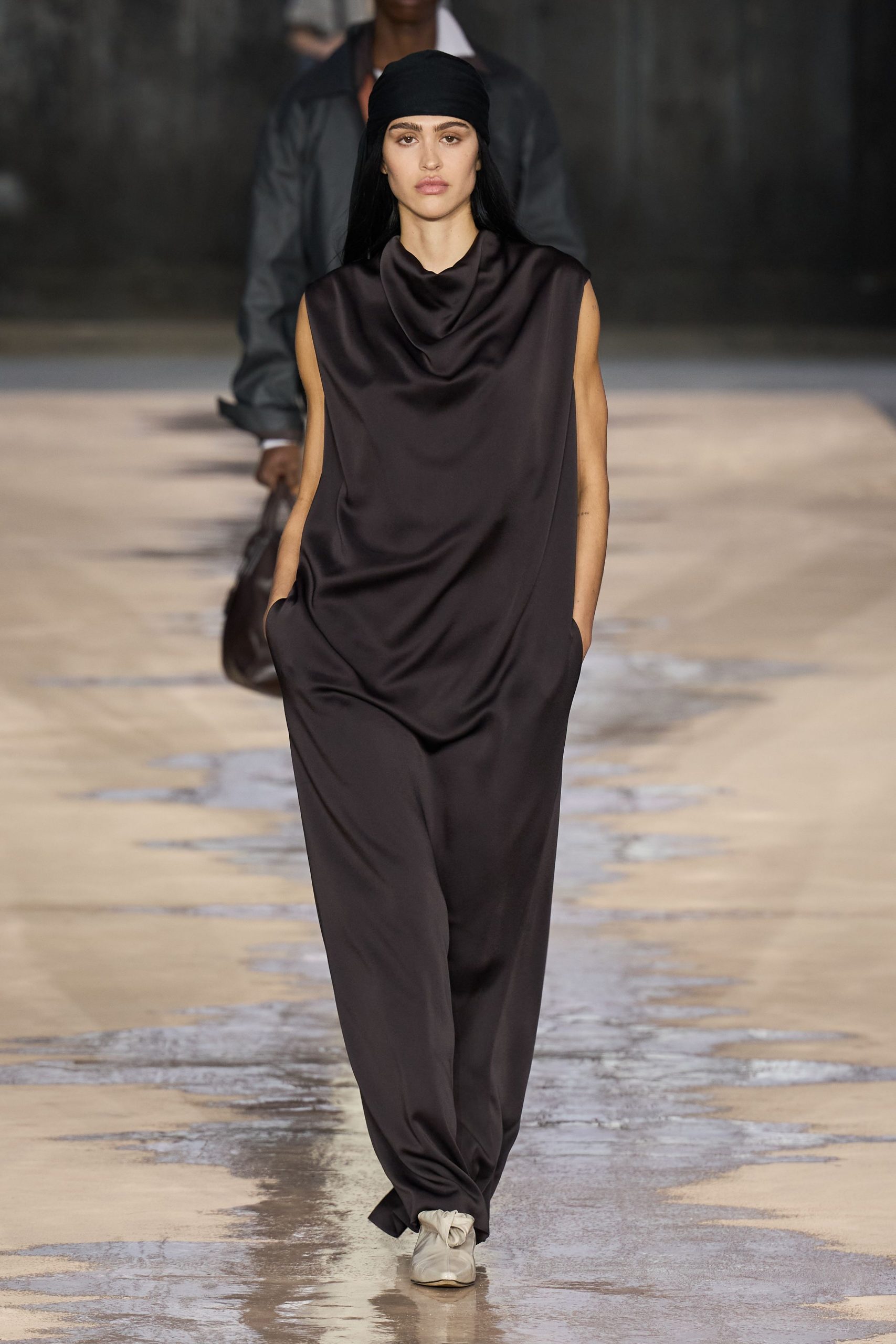 black silk sleeveless jumpsuit