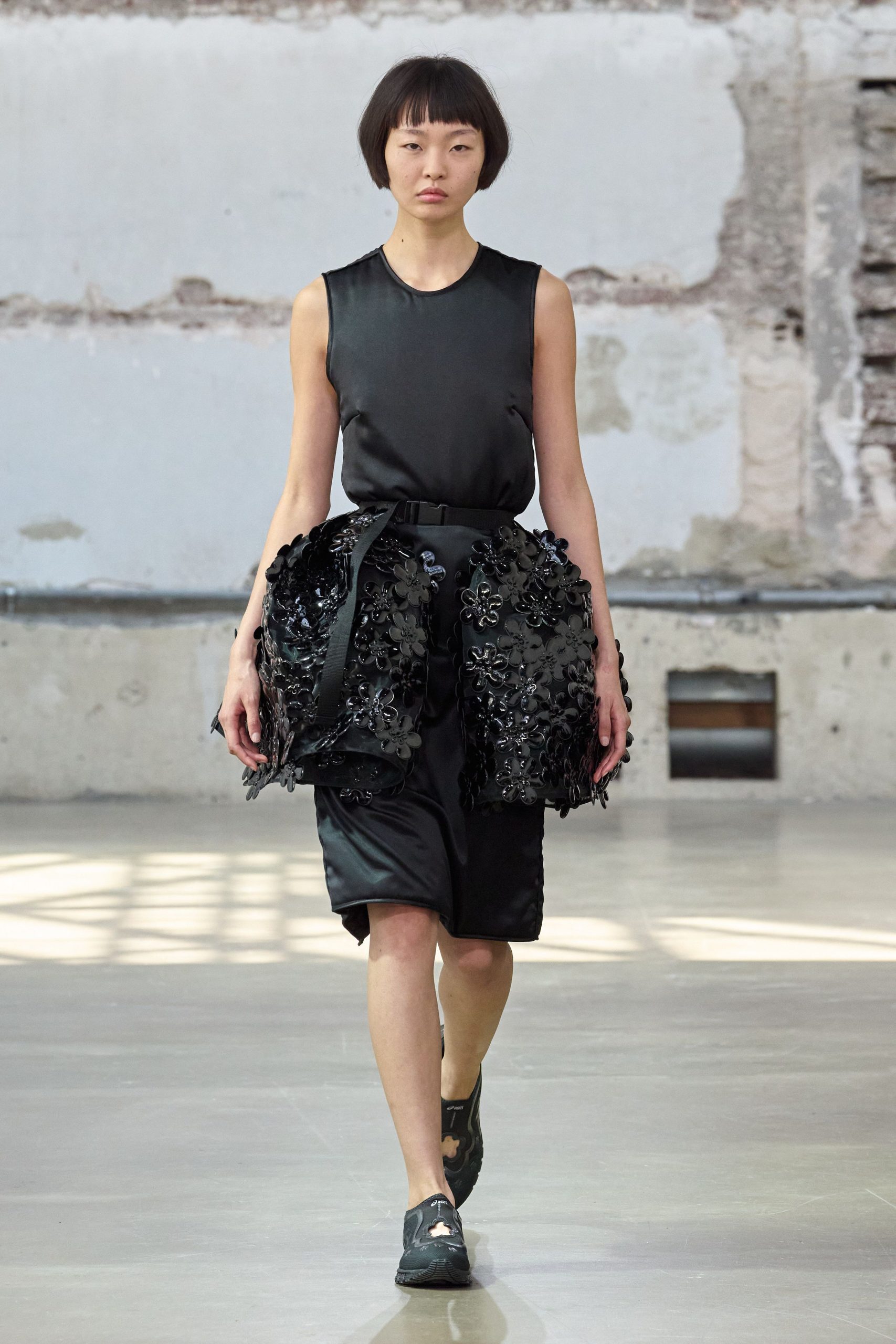 black silk embellished dress