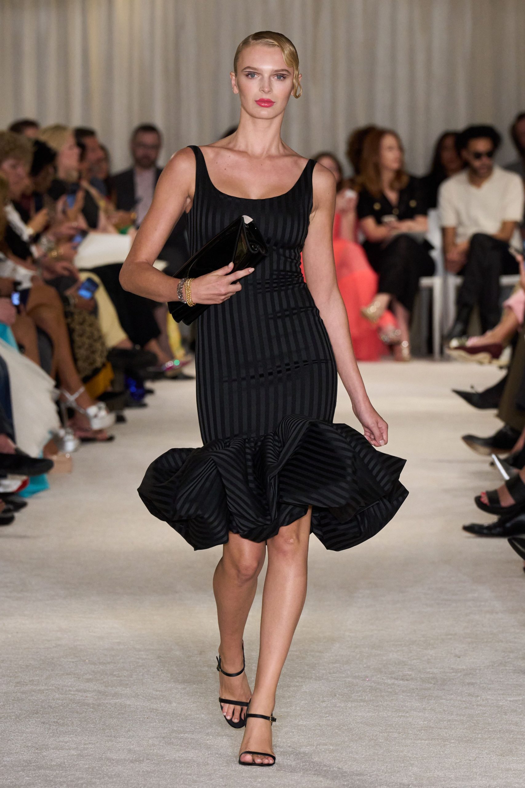 black fitted midi dress