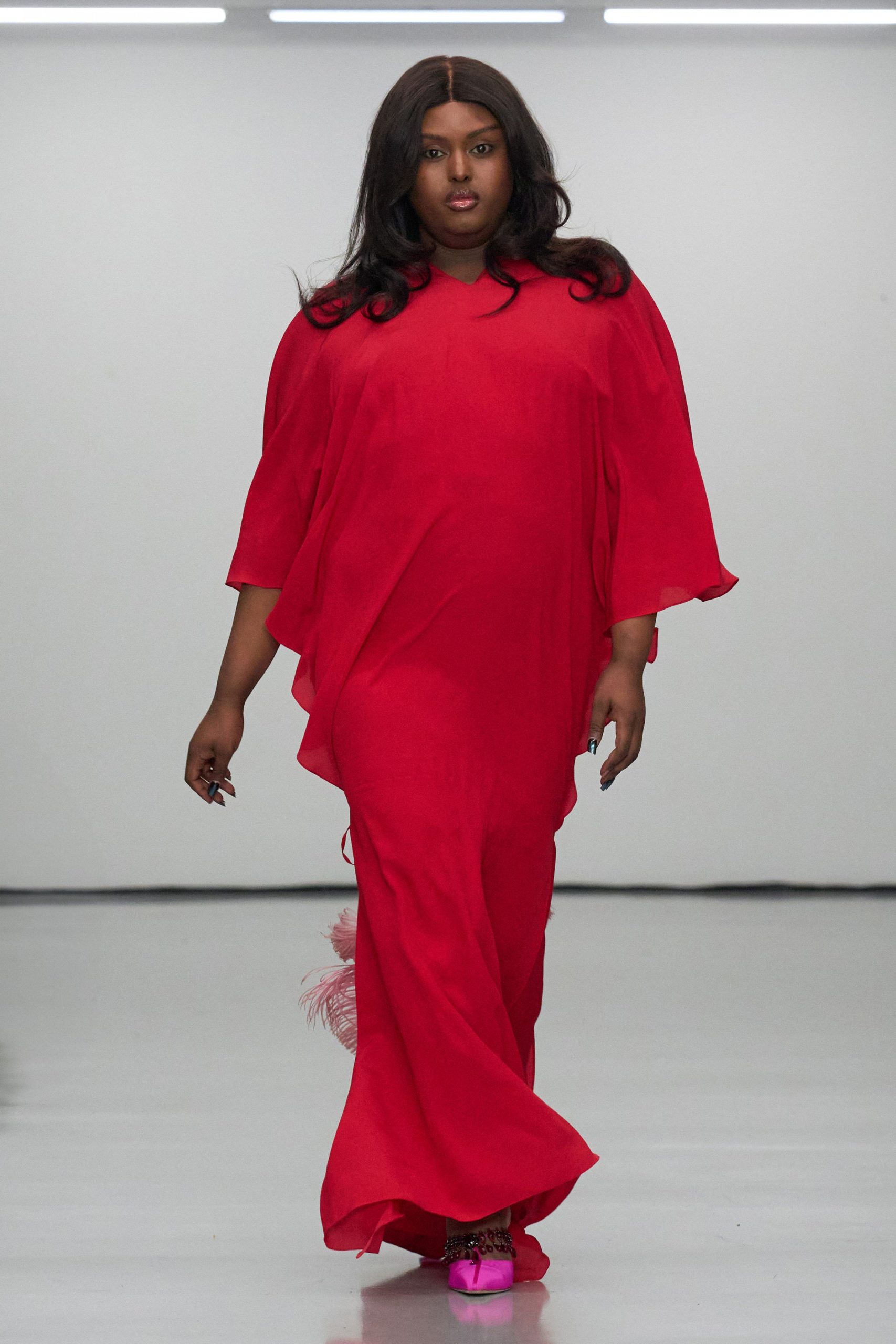 red silk sleeveless relaxed flowing maxi gown