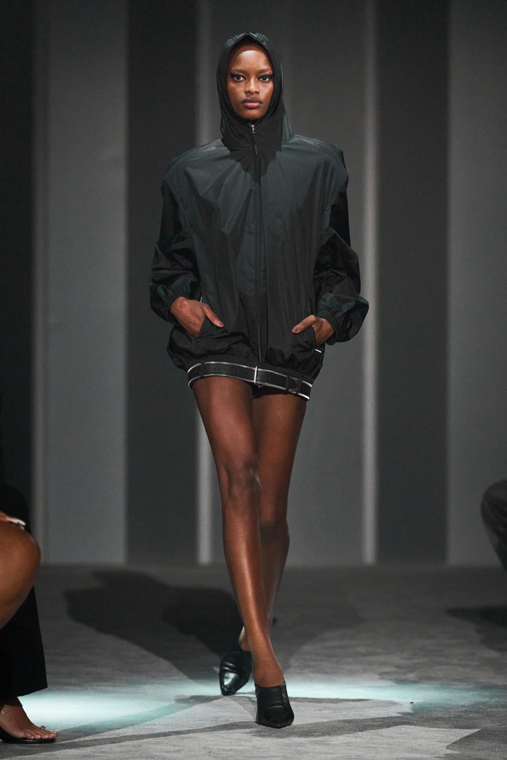 black hoodie with shorts