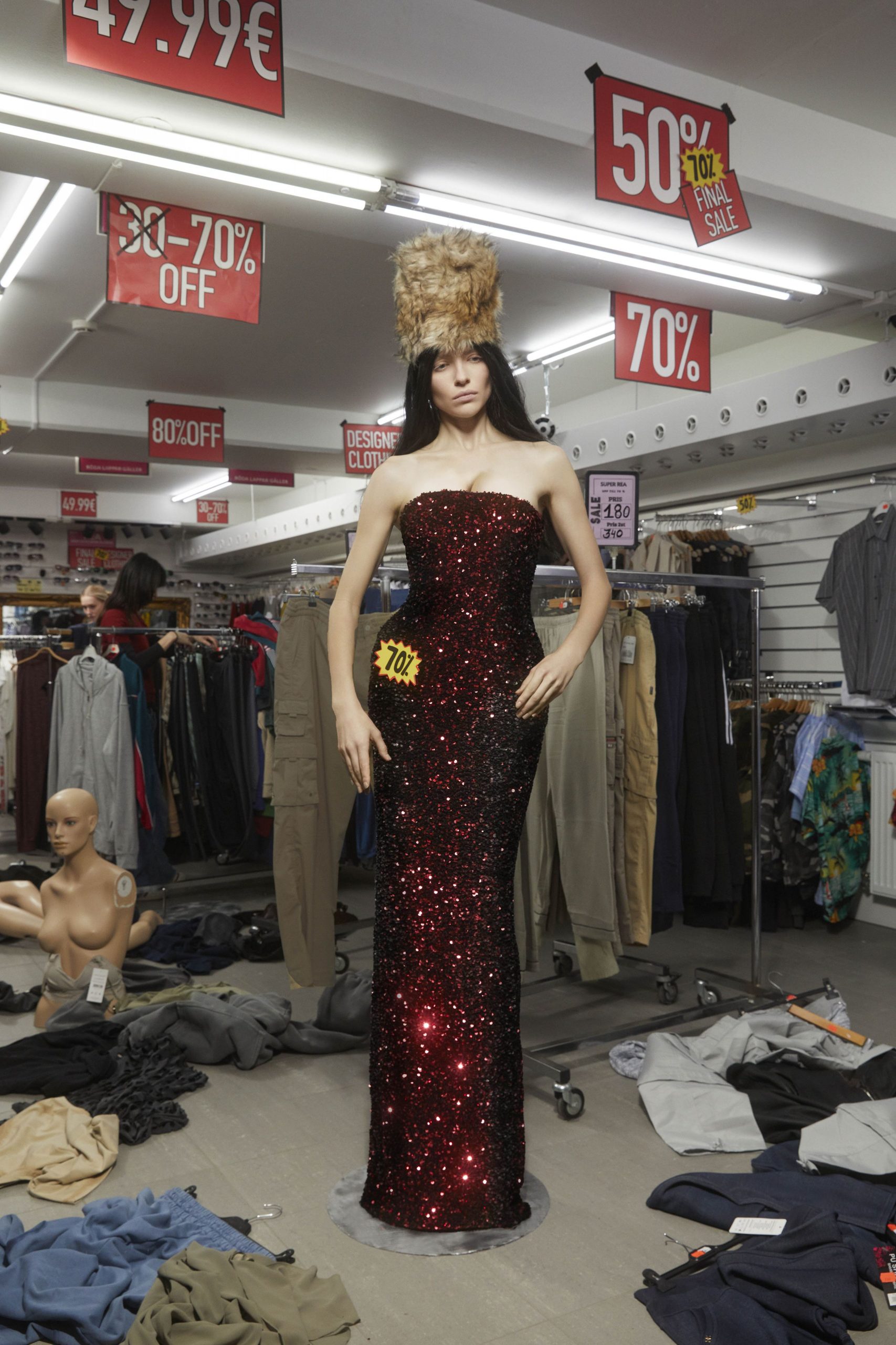 red sequin strapless fitted embellished shiny maxi gown