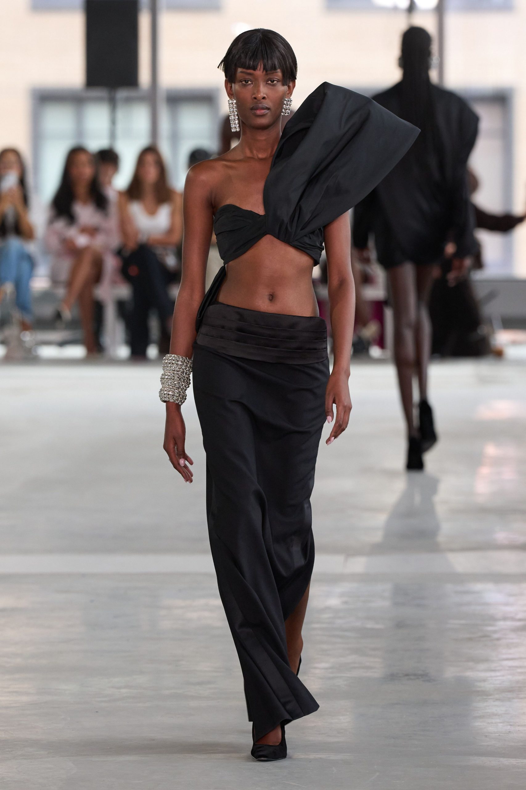black silk asymmetric dress