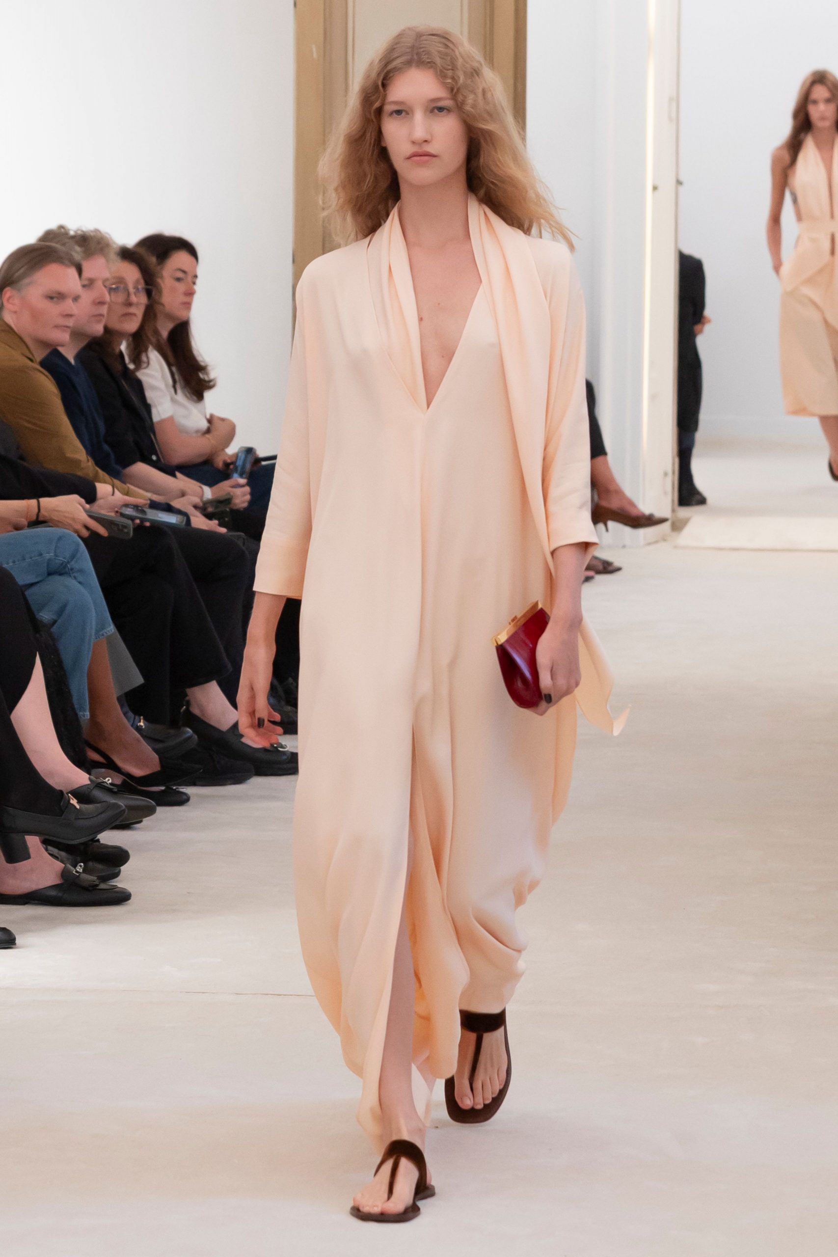 peach silk relaxed jumpsuit