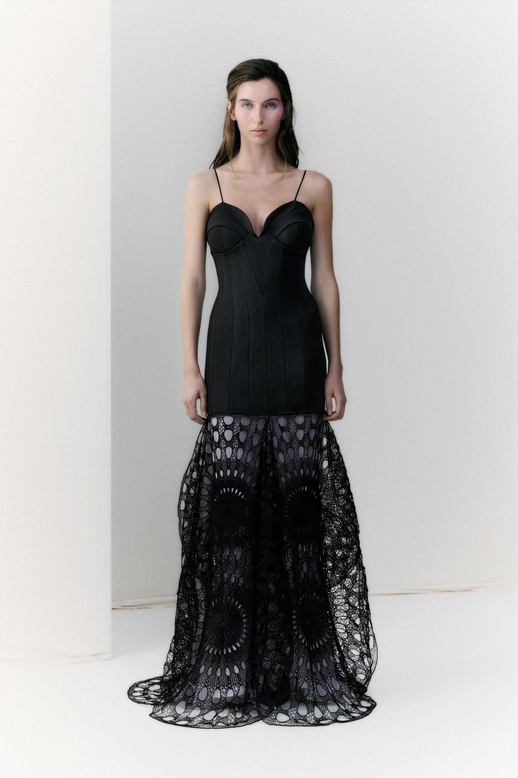 black silk lace gown