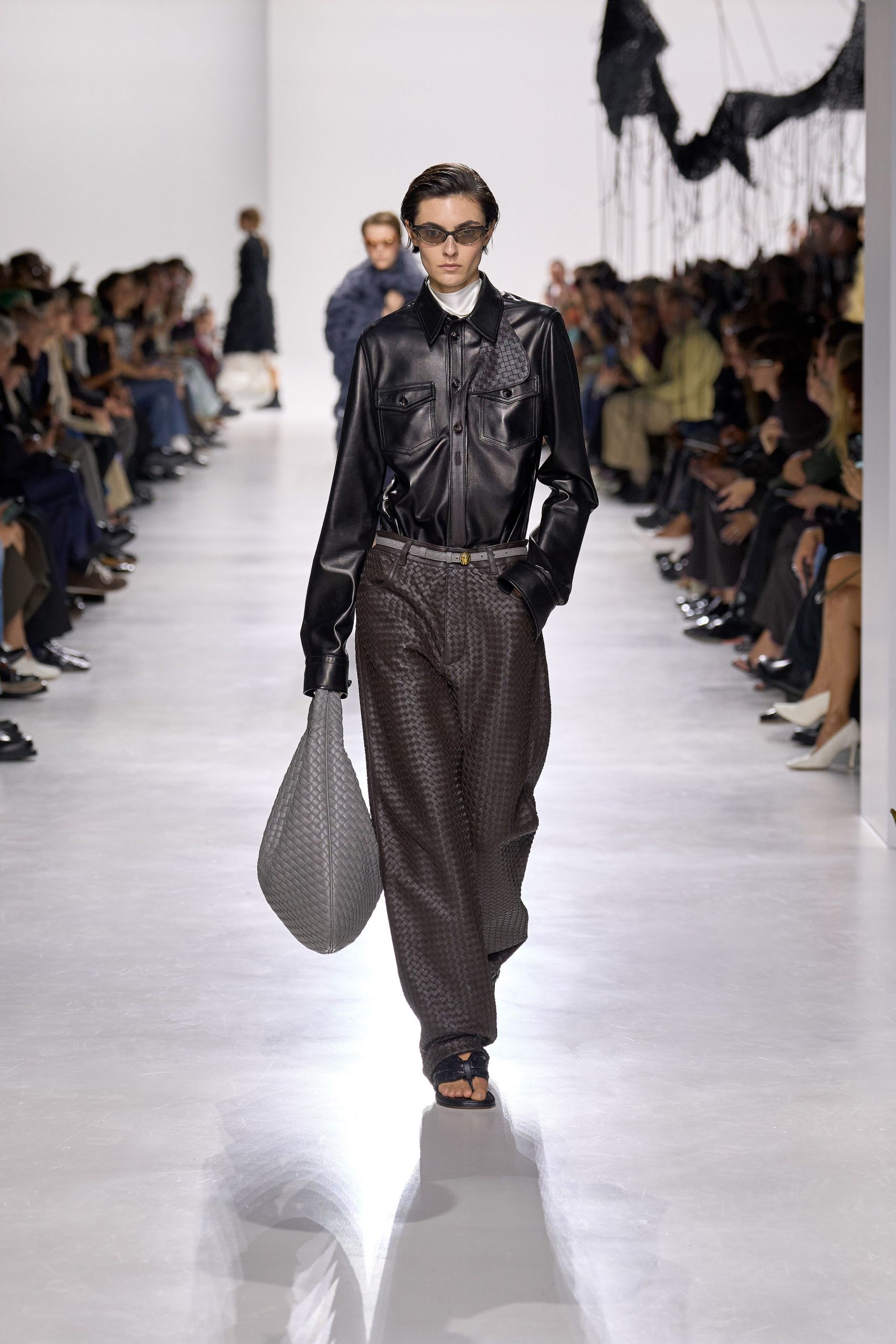 gray cotton textured bag