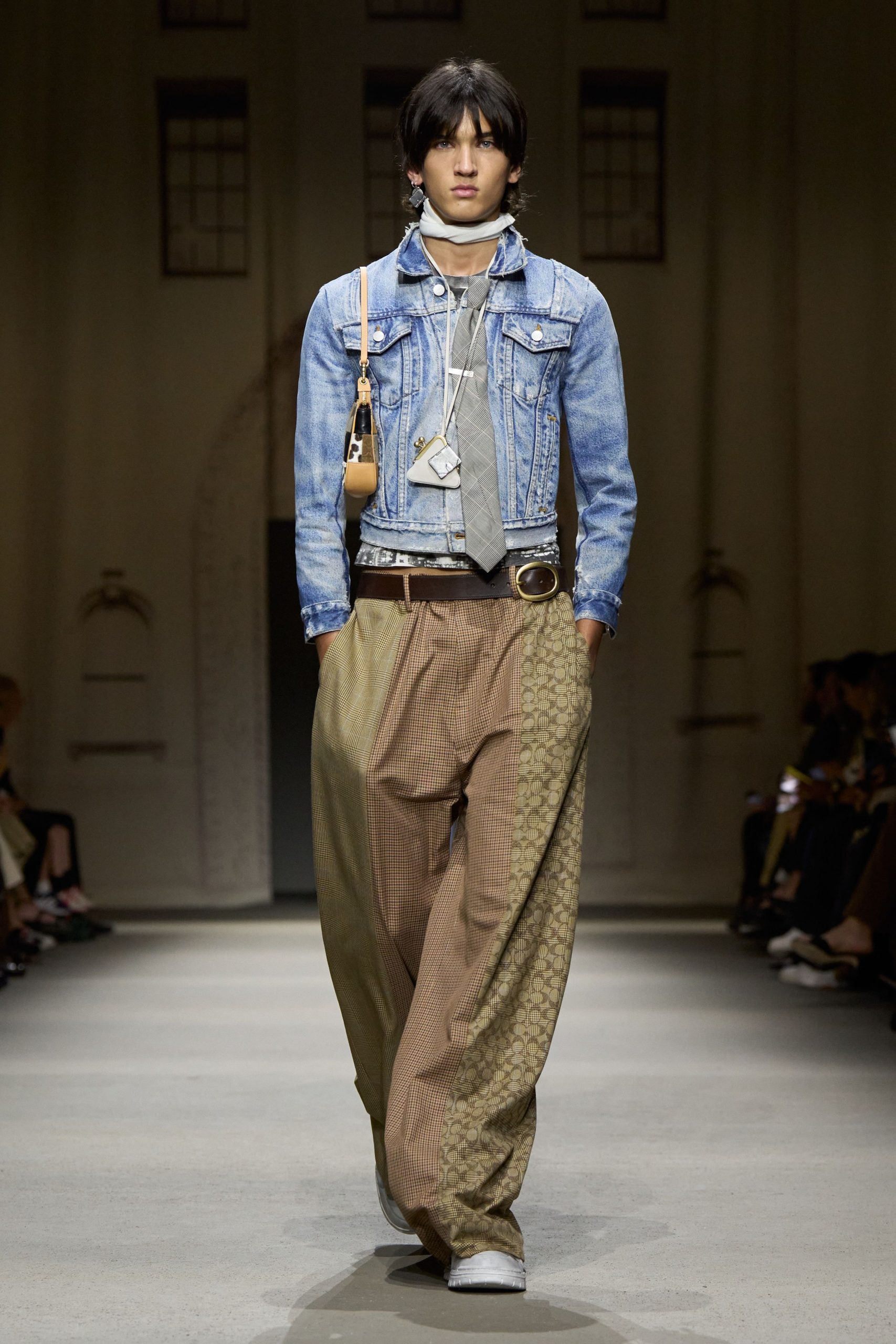 blue denim jacket with relaxed shirt