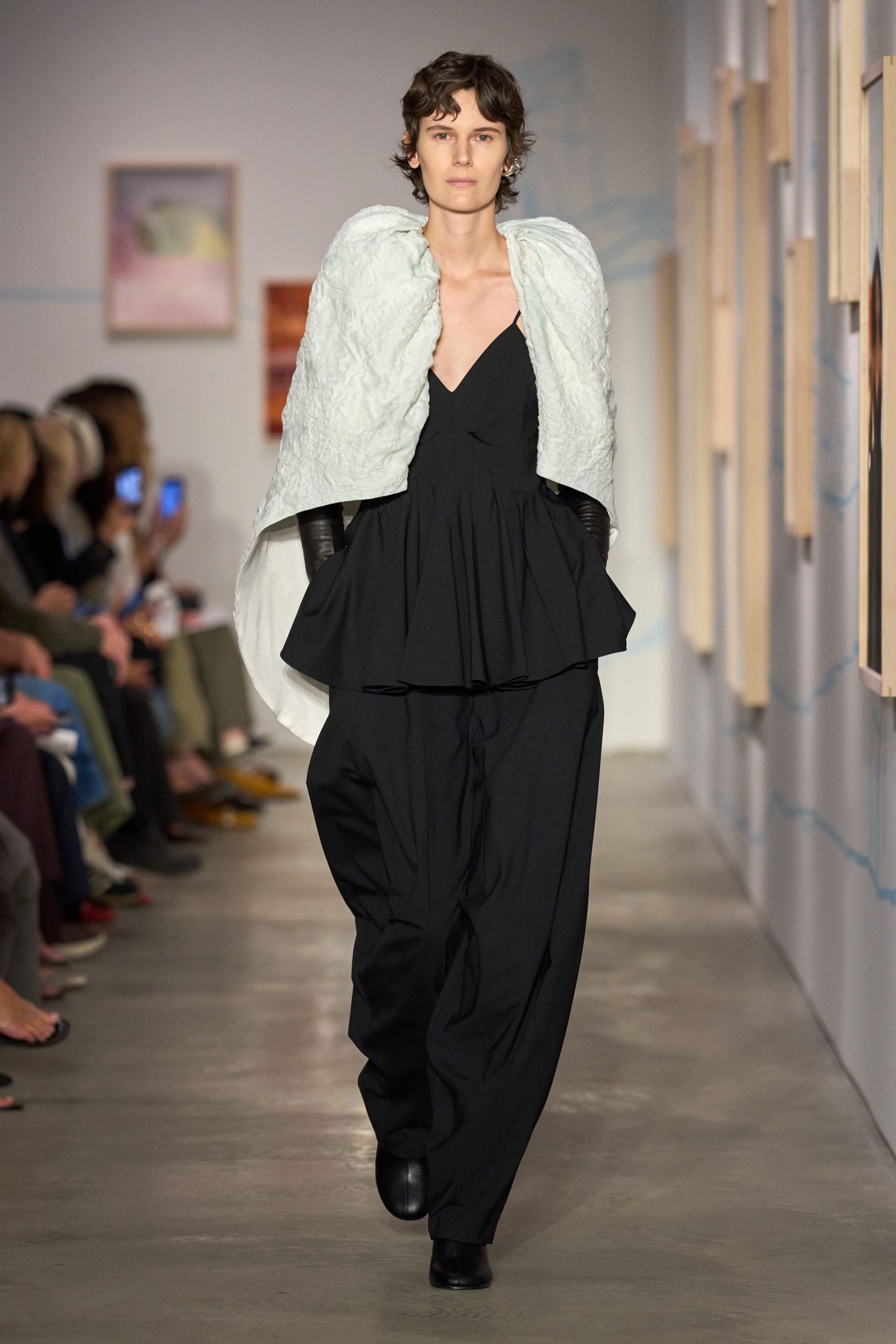 white silk oversized draped cape