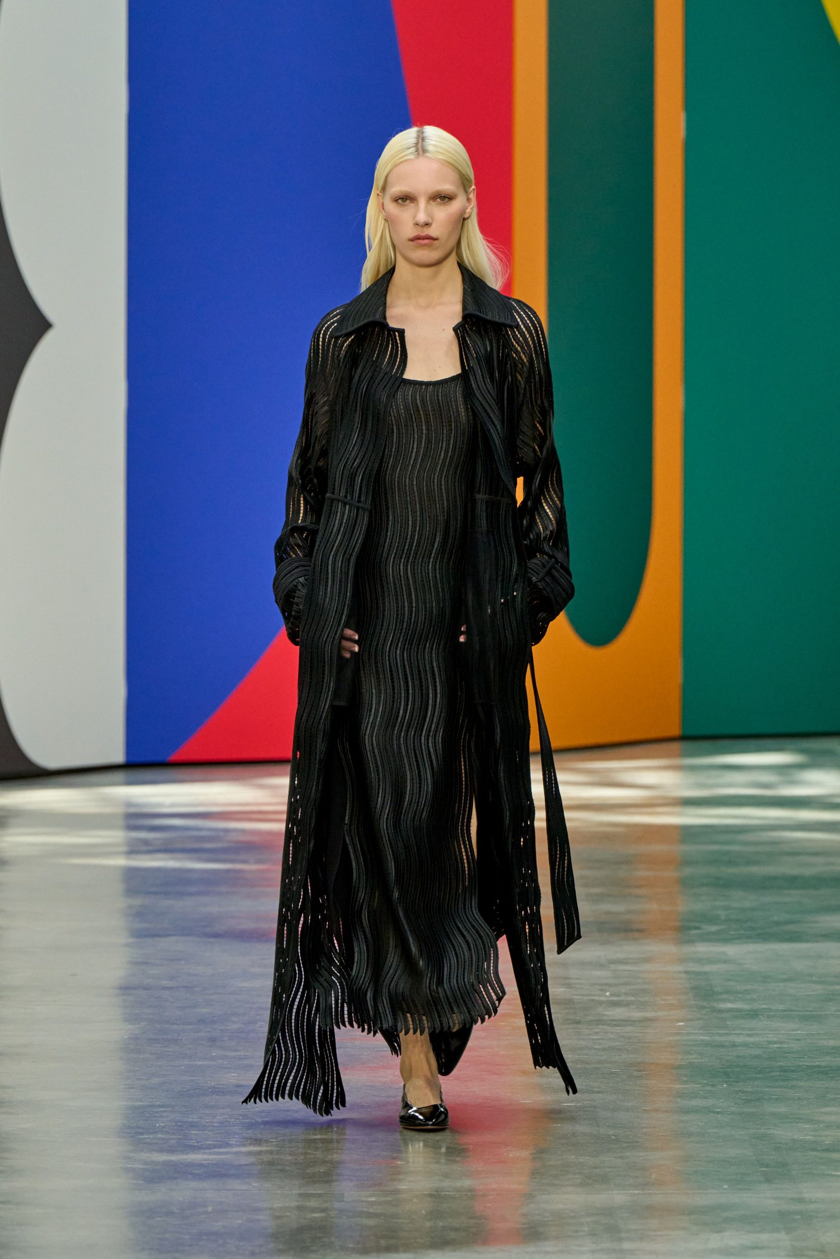 black silk layered dress with coat