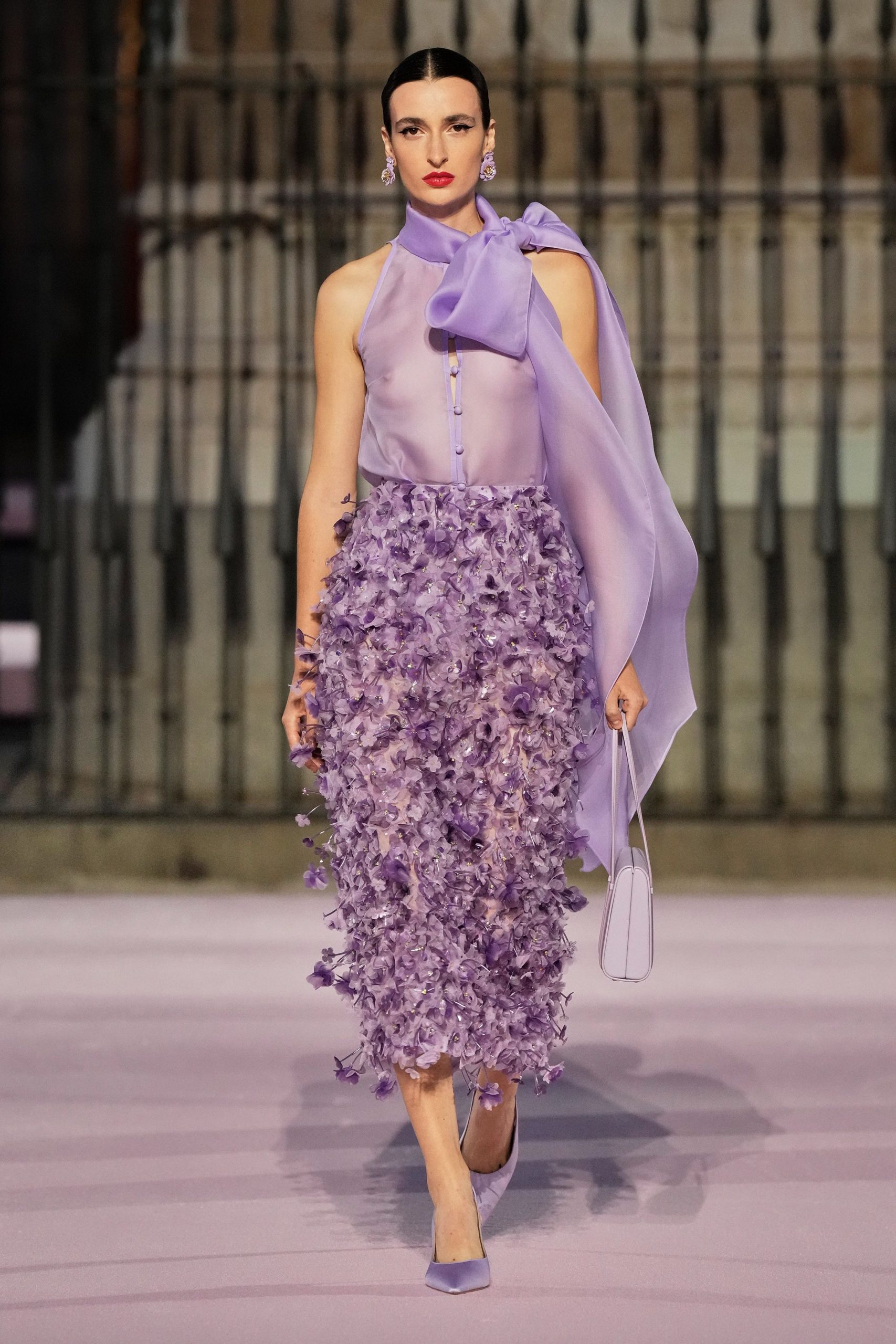 purple silk flowing scarf