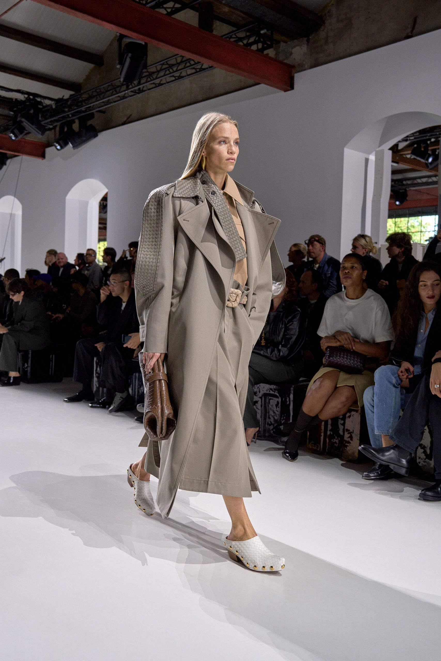 gray wool belted coat
