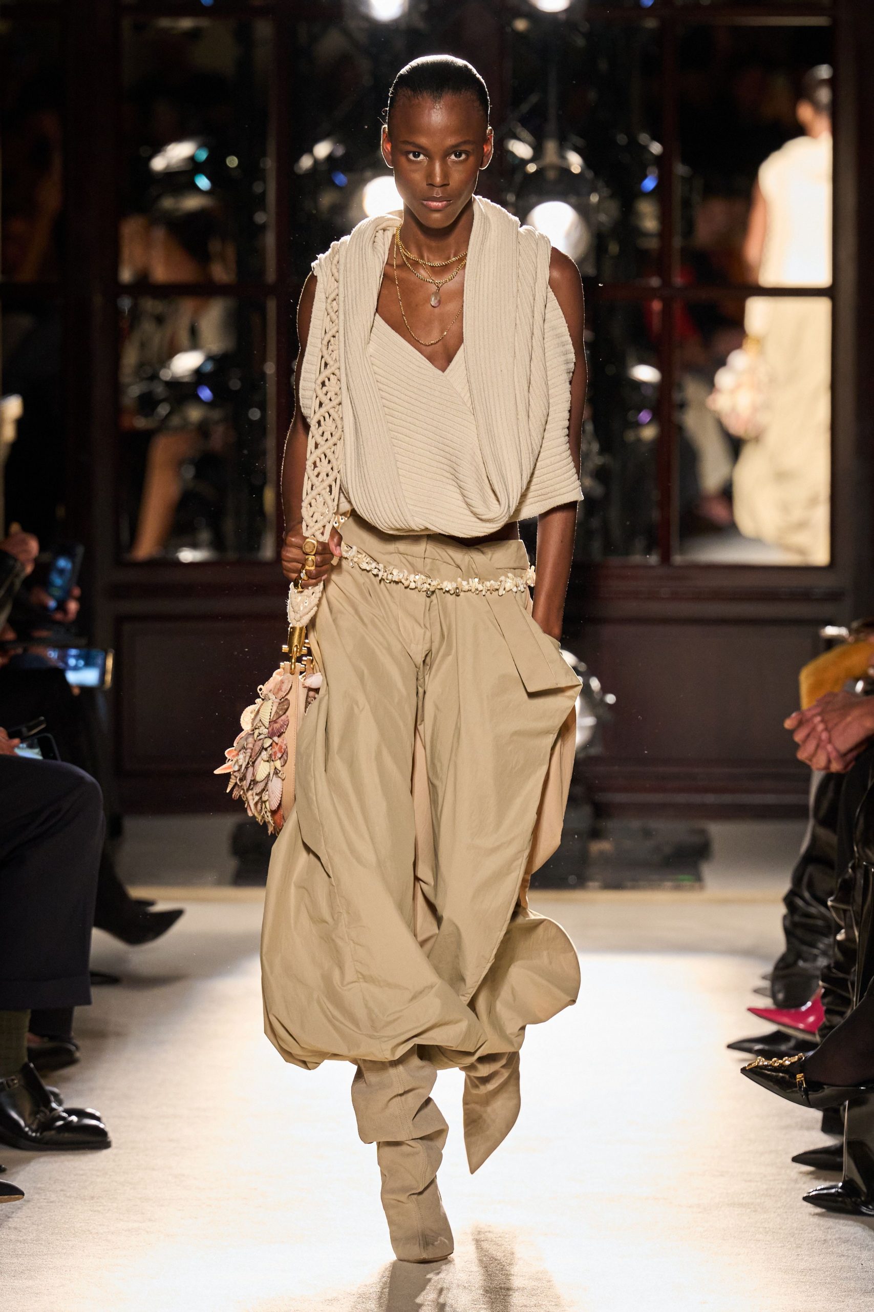 beige knit sleeveless v-neck relaxed layered top