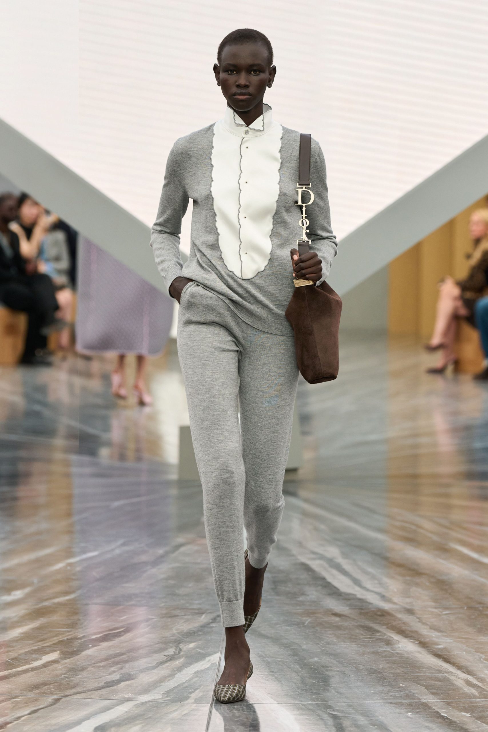 gray cotton long-sleeve collared fitted zippered jumpsuit